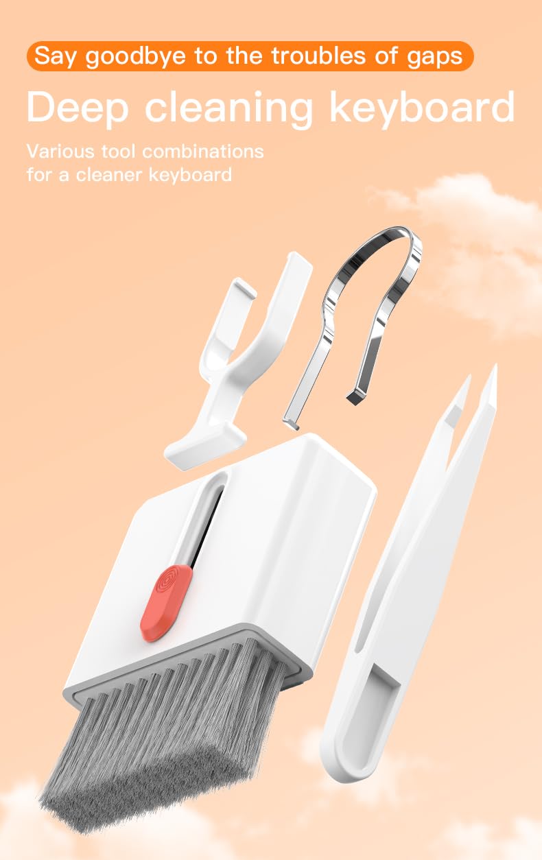 32-in-1 Multi-Functional Cleaning Kit for Electronics inlcuding Headphones,Mobile Phones,Computer,Monitor,Lens and etc, Compact and Portable Design,: White