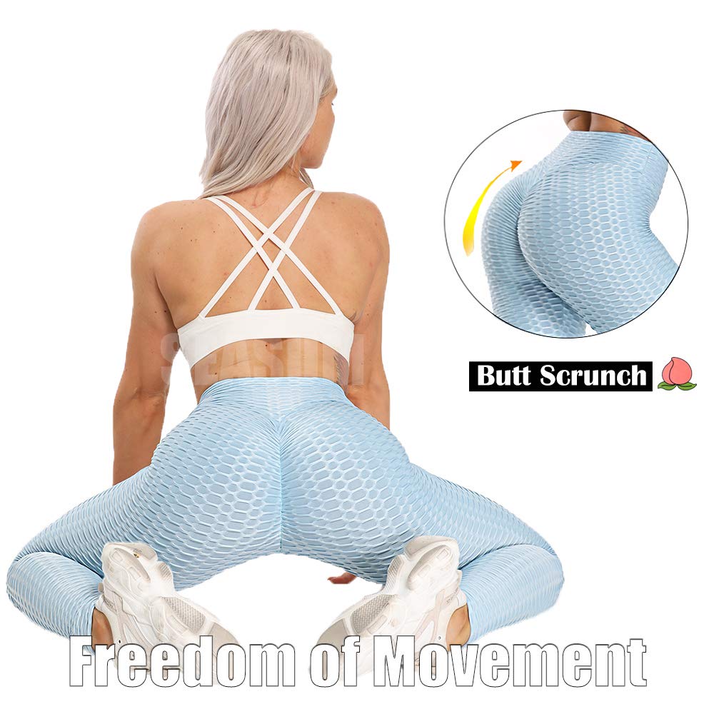 SEASUM Women High Waisted Workout Yoga Pants Butt Lifting Scrunch Booty Leggings Tummy Control Anti Cellulite Textured Tights: SEASUM Women High Waisted Workout Yoga Pants Butt Lifting Scrunch Booty Leggings Tummy Control Anti Cellulite Textured Tights