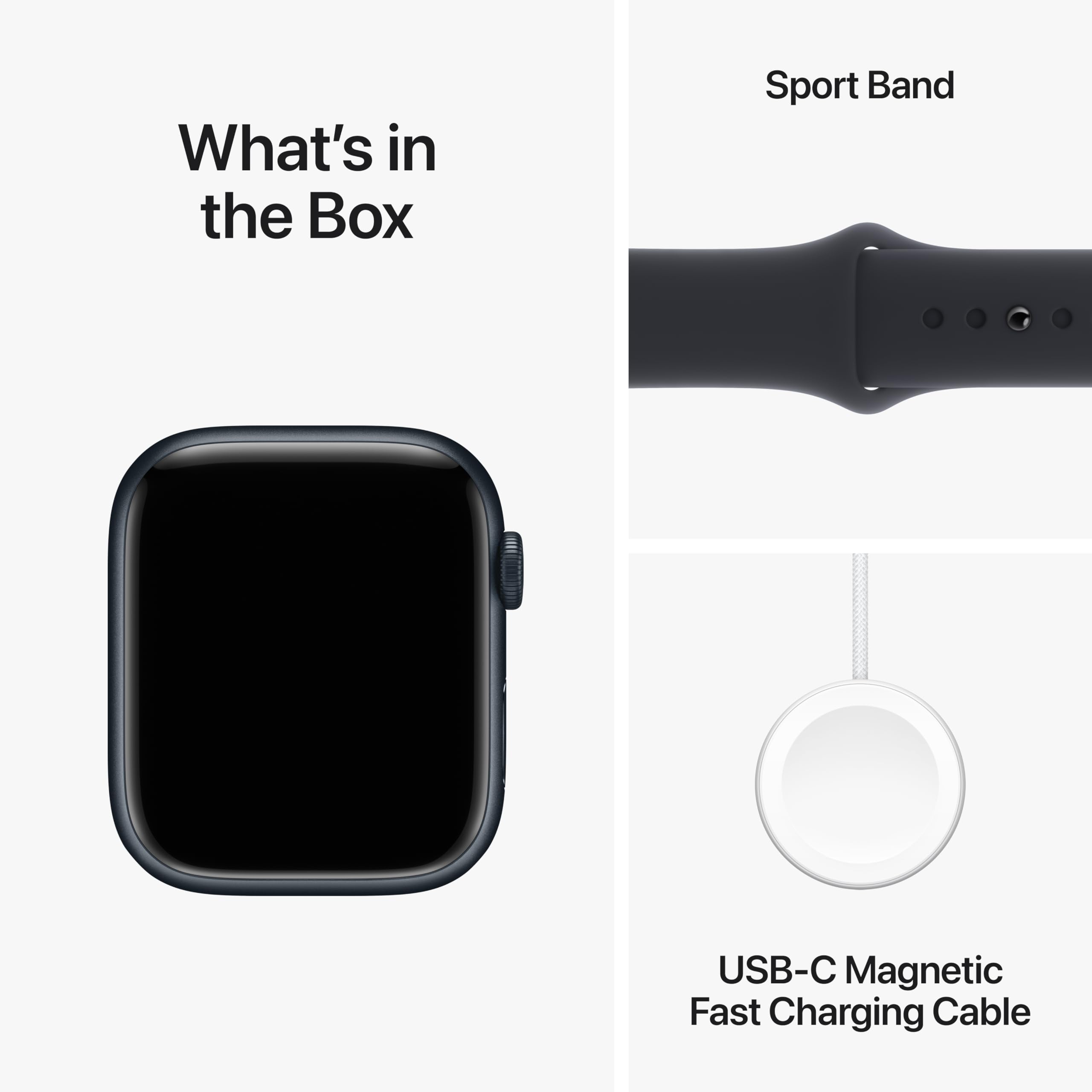 Apple Watch Series 9 [GPS 41mm] Smartwatch with Pink Aluminum Case with Light Pink Sport Loop One Size. Fitness Tracker, ECG Apps, Always-On Retina Display, Carbon Neutral: Midnight Aluminum Case with Midnight Sport Band 45mm Case M/L - fits 160&#x2013;210mm wrists