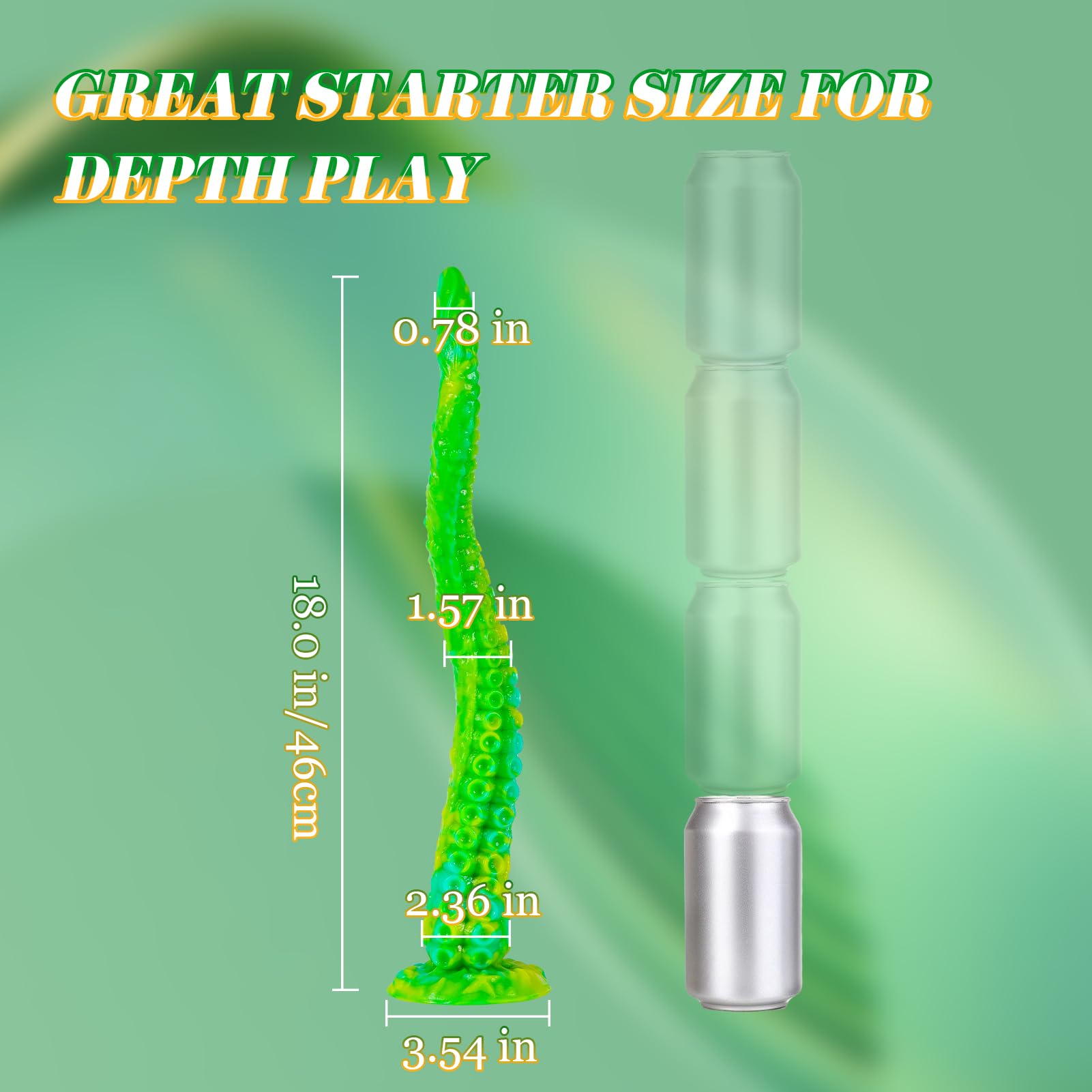 Long Tentacle Dildo Anal Toys: 18" Luminous Monster Dragon Dildo with Suction Cup, Liquid Silicone Long Butt Plug Anal Dildo for Anal Training, Fantasy Anal Stretcher for Advancer: Medium-18 IN