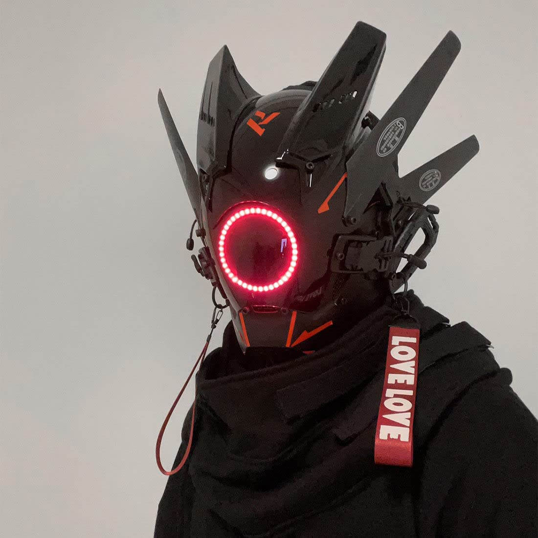 OYDL Cosplay Helmet for Men, Futuristic Tech Punk Mask with LED Light for Cyberpunk Cosplay: Type G