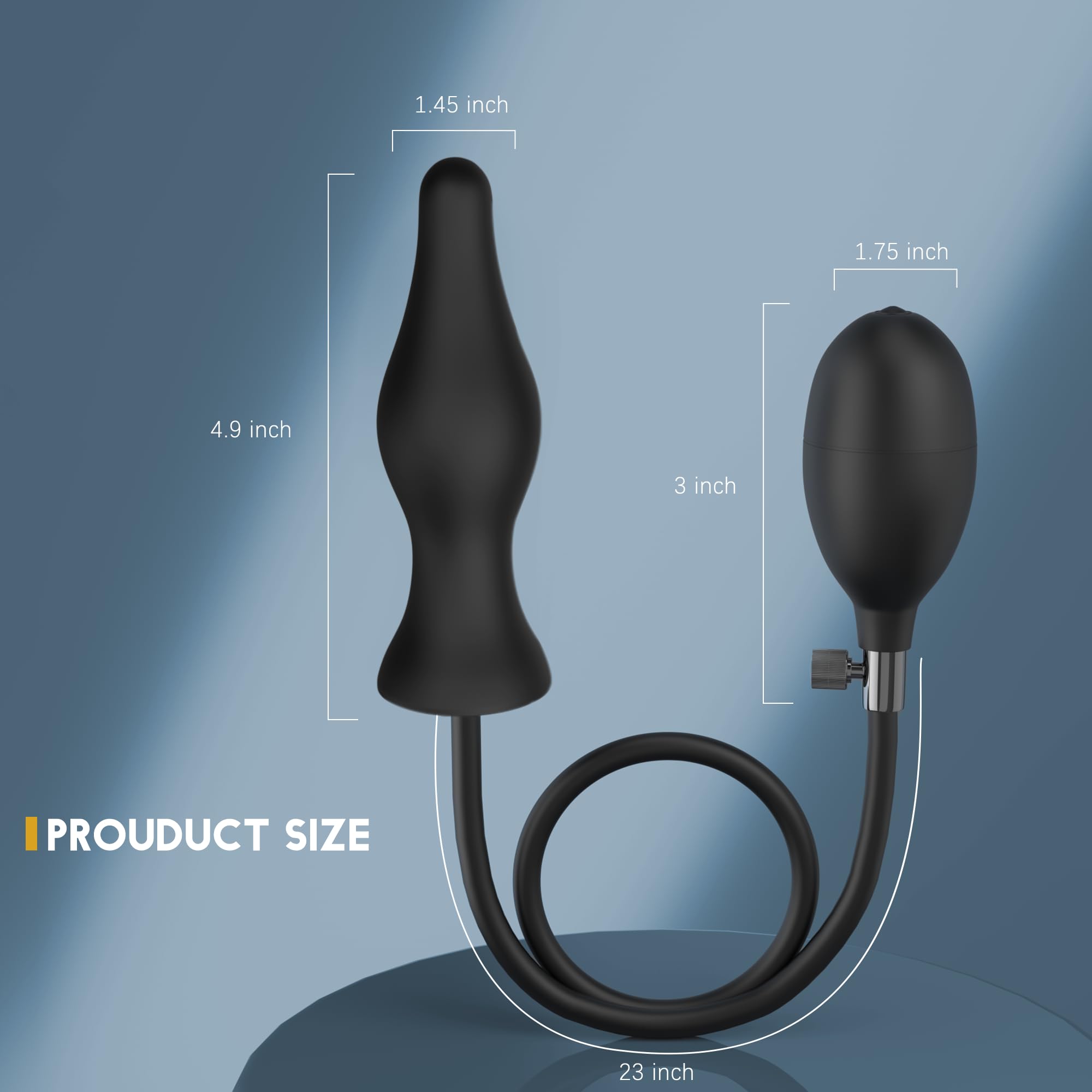 Silicone Expand Inflatable Anal Plug - Body-Safe Medical Grade Waterproof Butt Sex Toy for Male, Female and Beginners (Black Classic Style)