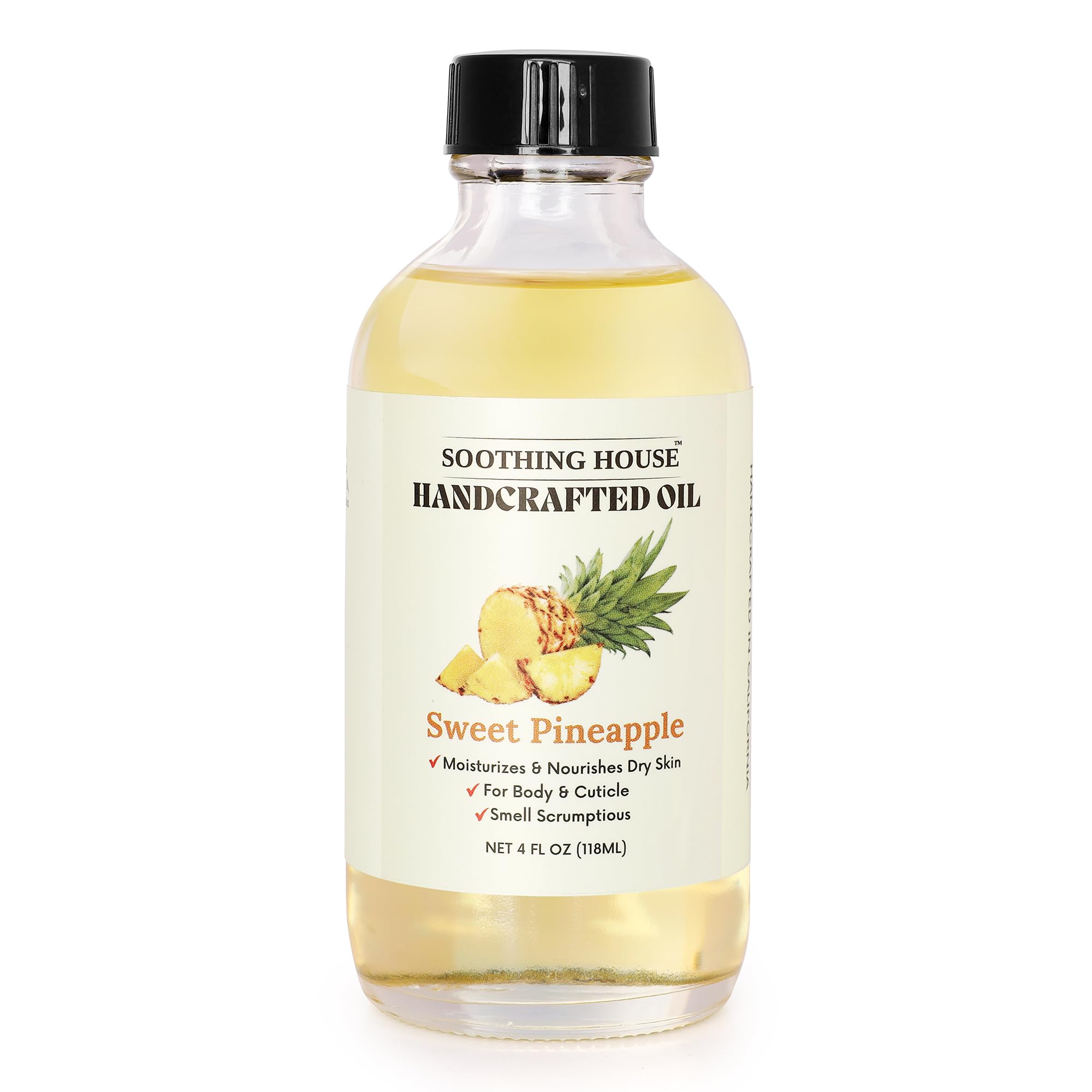 Soothing House Sweet Pineapple Body Oil - Moisturizing Body Oil for Soft, Glowing Skin with Almond & Jojoba Oil (4 fl oz): Sweet Pineapple 4 Fl Oz (Pack of 1)