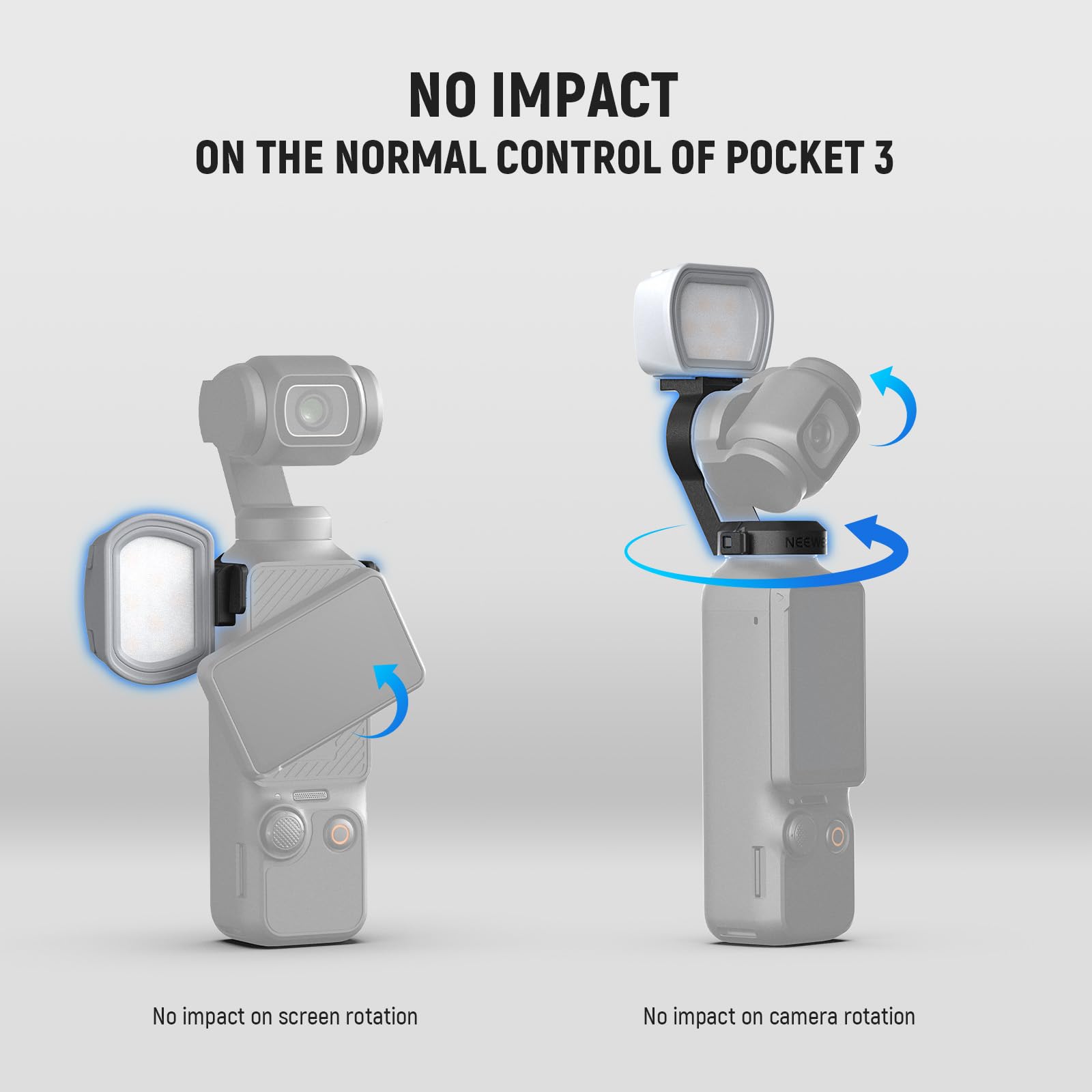 NEEWER Basics Magnetic Auxiliary Light Compatible with DJI OSMO Pocket 3 Gimbal Cam Creator Combo, 1.3W USB C Rechargeable Plastic Mini LED Fill Light Attachment for Selfie Vlog Video Recording, M21: 1-Pack
