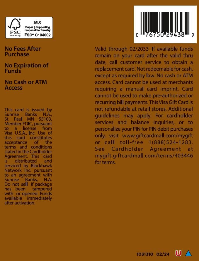 Visa $25 Gift Card (plus $3.95 Purchase Fee): Visa $25 Gift Card (plus $3.95 Purchase Fee)