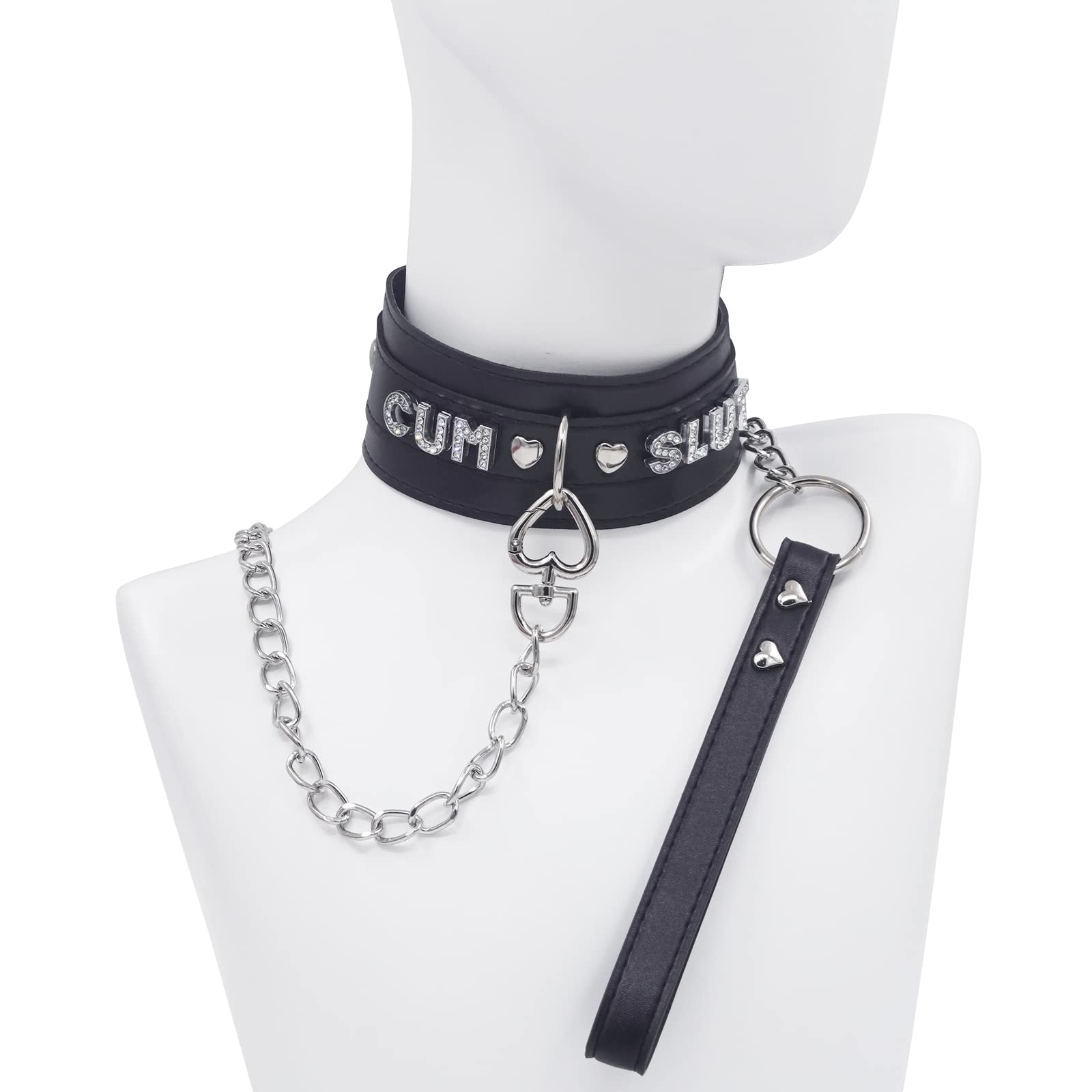 paloli Black Leather Choker Collar for Women Punk Leash Neck Choker Necklace Gothic Rock Jewelries: SLU
