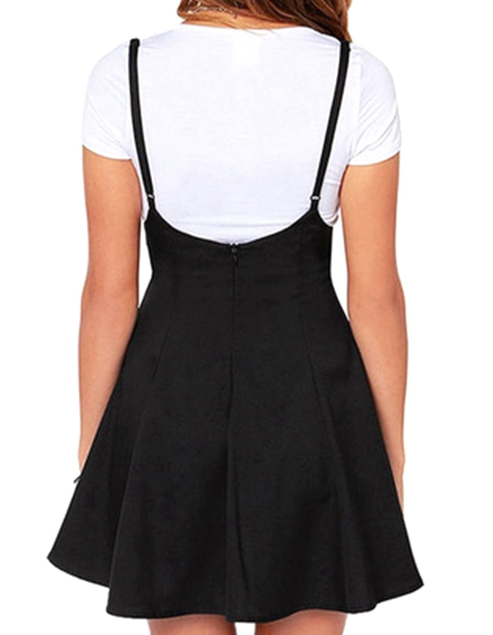 Women's Suspender Braces Casual Skirt Dress Basic High Waist Versatile Flare Skater Shoulder Straps Short Skirt