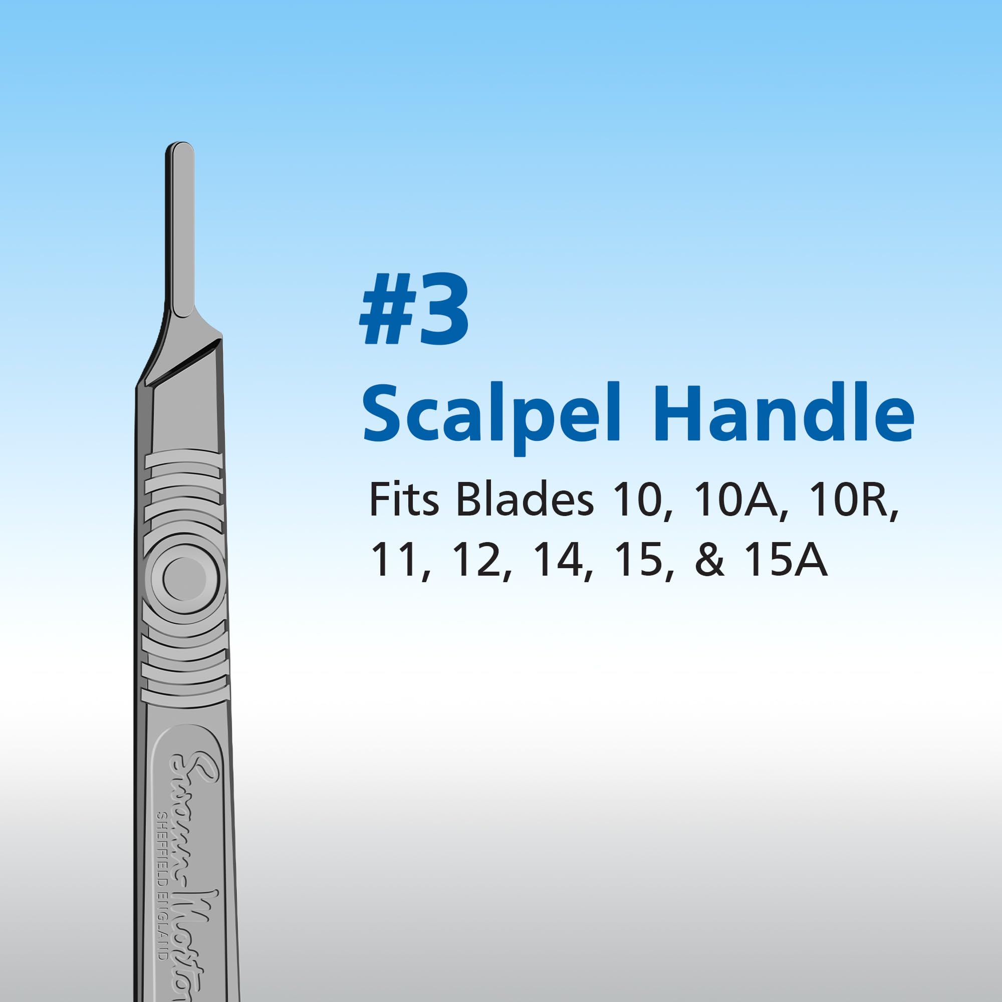 Swann Morton Scalpel Handle No. 3 - Stainless Steel, Fits Blades 10, 10A, 10R, 11, 12, 14, 15, & 15A, Esthetician Tools to Dermaplane, Surgical Knife Handle, Medical Grade Precision Instrument