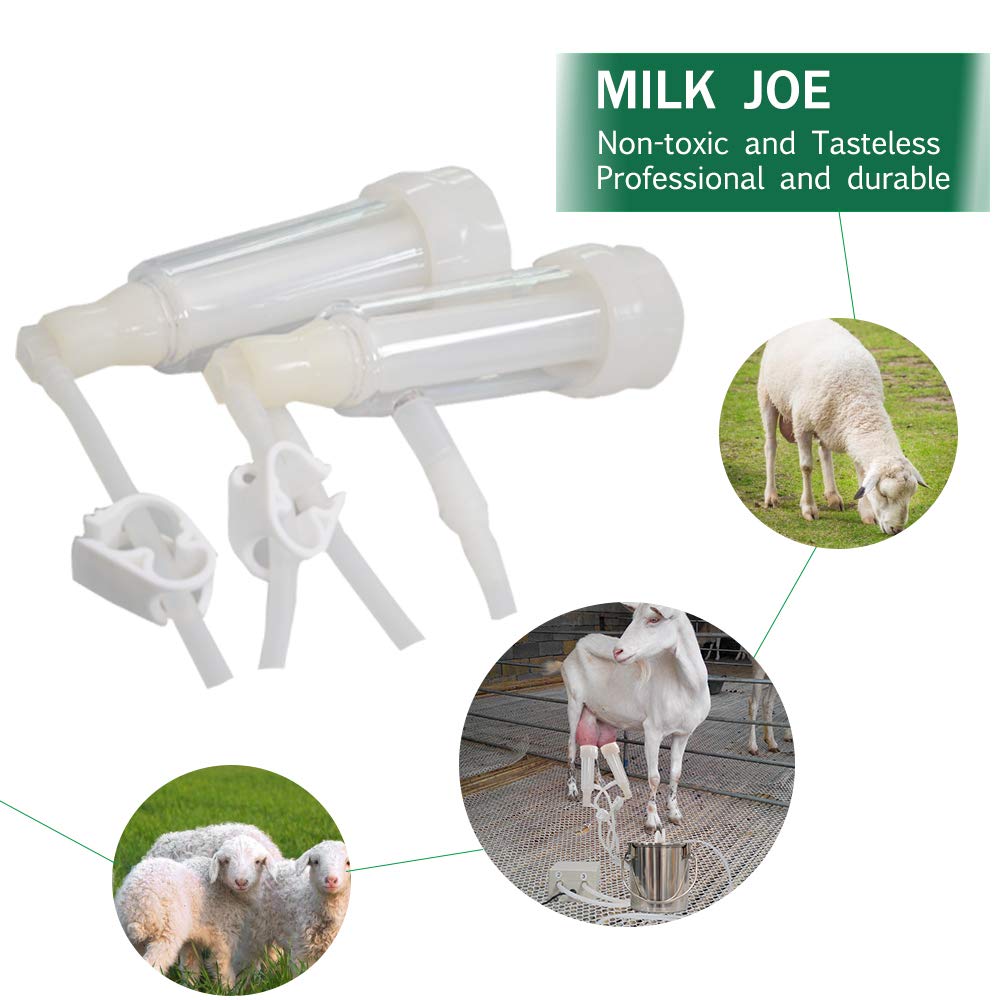 MAPOTAD 3L Goat Pulsation Vacuum Electric Milking Machine, Automatic Portable Pulse Breast Pump with 2 Teat Cups Stainless Steel Bucket for Goat.