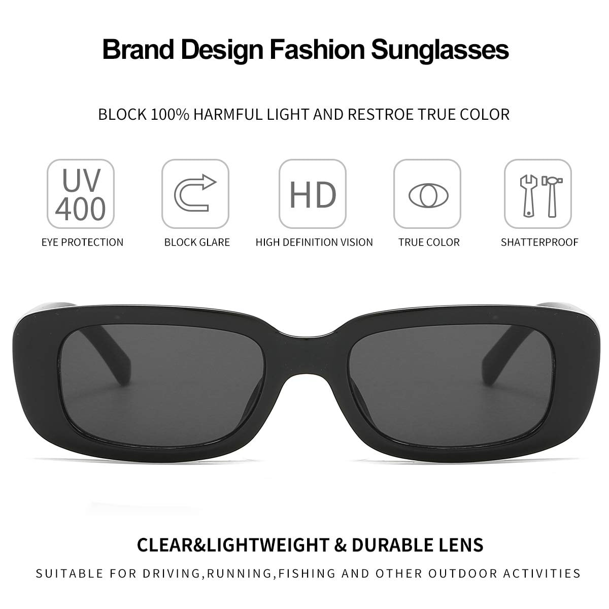 BOJOD Rectangle Sunglasses for Women Retro Fashion Sunglasses UV 400 Protection Square Frame Eyewear thumbnail 3