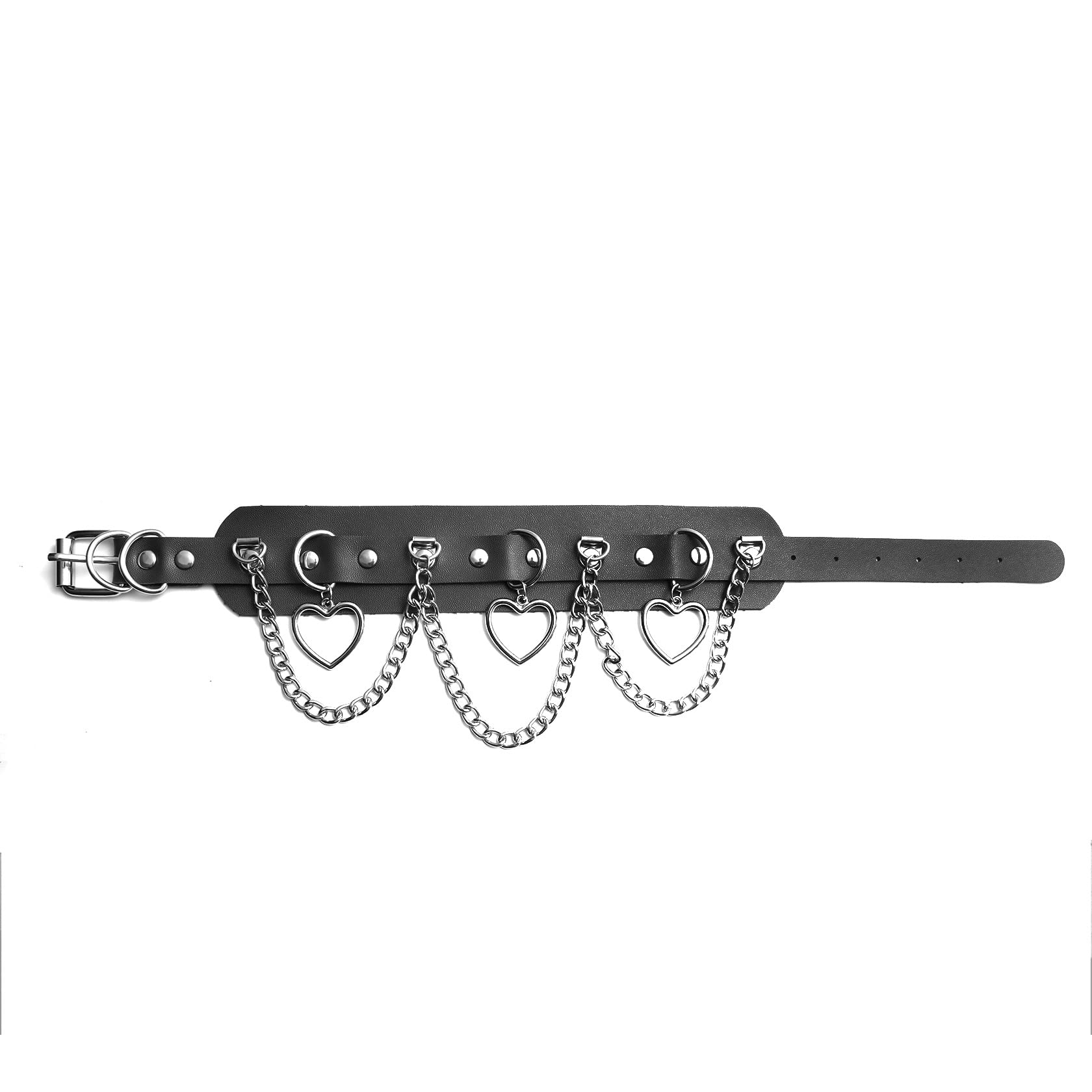 Manfnee Cool Punk Gothic Collar for Women and Men Black PU Leather Vingate Necklace Adjustable: H:1pcs