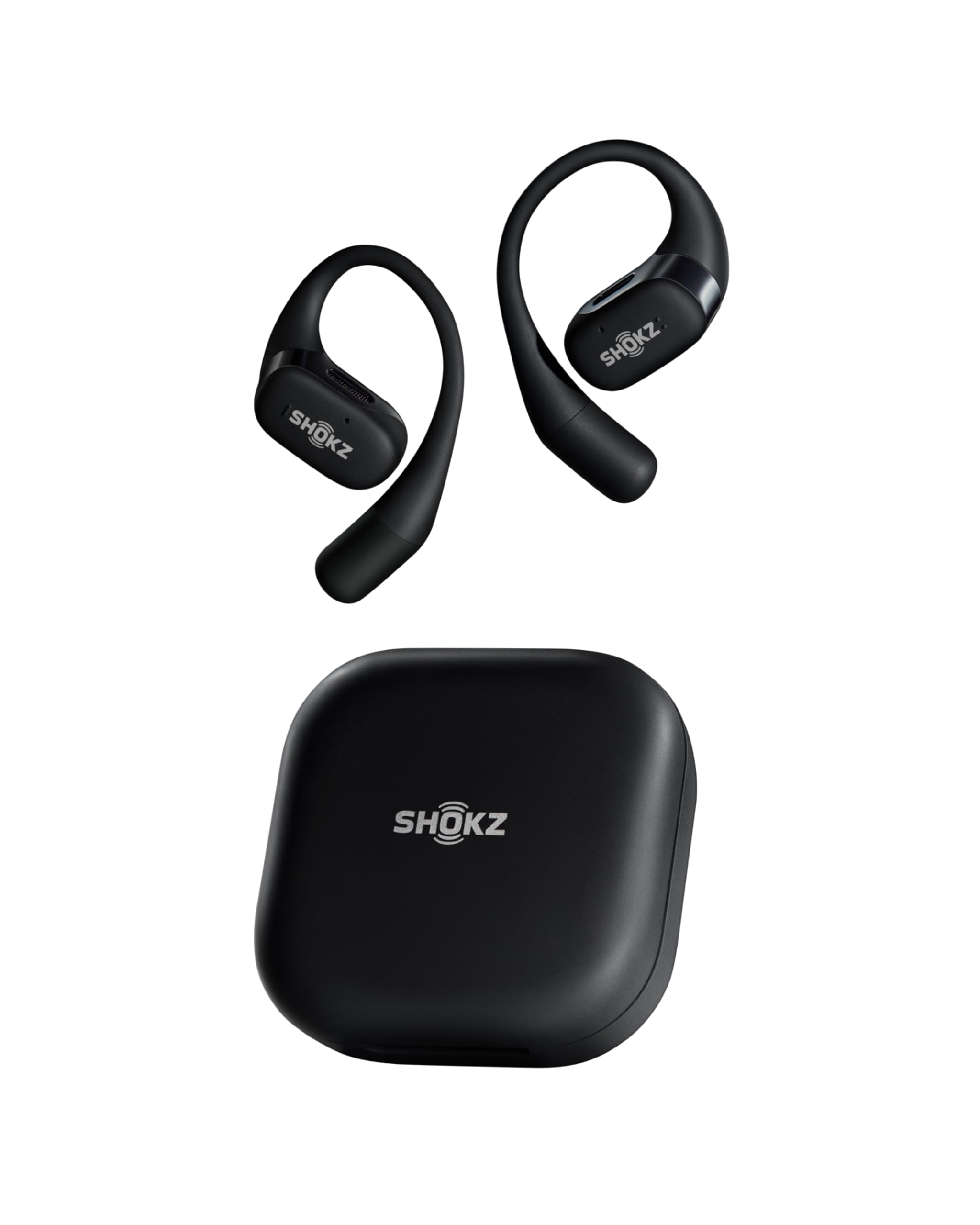 SHOKZ OpenFit - Open-Ear True Wireless Bluetooth Headphones with Microphone, Earbuds with Earhooks, Sweat Resistant, Fast Charging, 28HRS Playtime, Compatible with iPhone & Android,