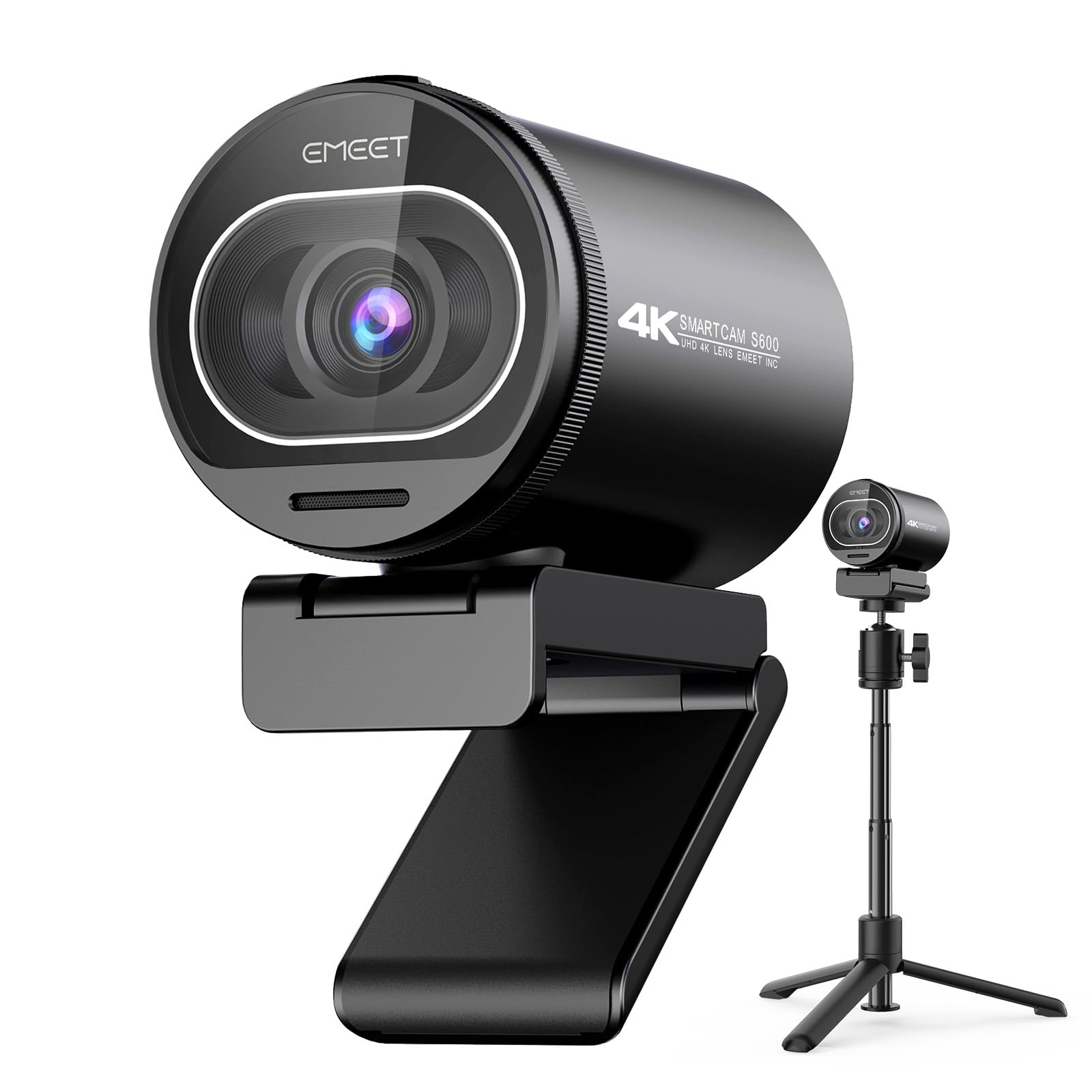 EMEET S600 4K Webcam for Streaming - Sony 1/2.5'' Sensor, PDAF Autofocus, 1080P@60FPS, 2 Noise Reduction Mics, Built-in Privacy Cover, 73° FOV, Streaming Camera for Live Commerce/Gaming/Beauty: S600 4K Sony Sensor PDAF 60FPS with Tripod