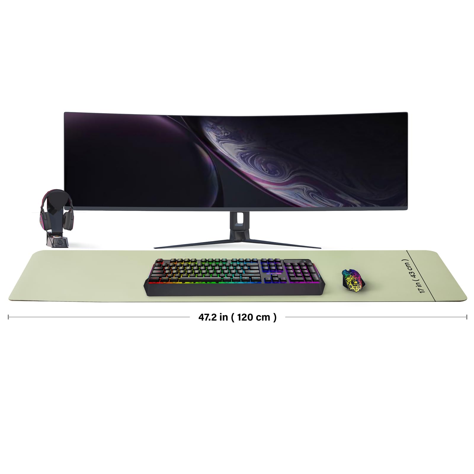 Cork Purple Desk Mat - Dual-Sided Desk Pad for Office and Home - Desk Organization and Accessories - Ideal for Large Mouse Pad and Desk Mats on Top of Desks(31.5"x 15.7"): Light Green 47.2"x 17"