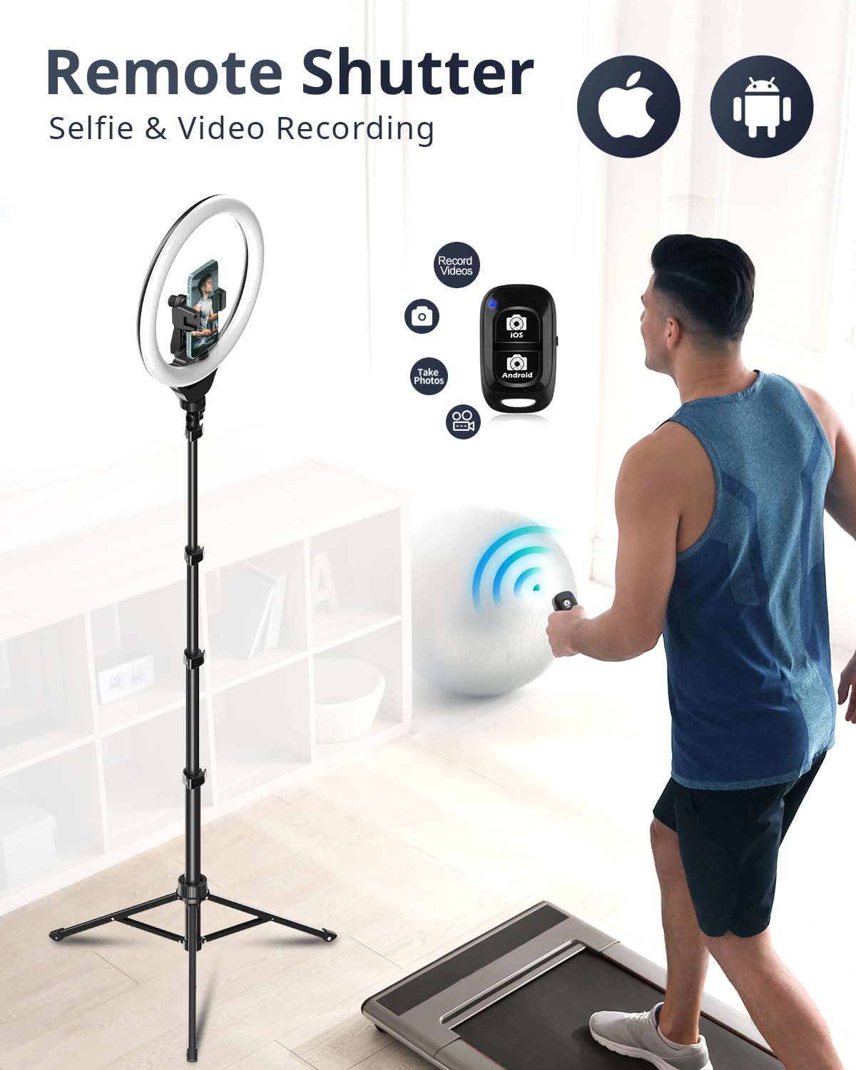 UBeesize 12'' Selfie Ring Light with 62’’ Tripod Stand for Video Recording, Live Streaming(YouTube, Instagram, TIK Tok), Compatible with Phones, Cameras and Webcams: White,Warm,Daylight Black