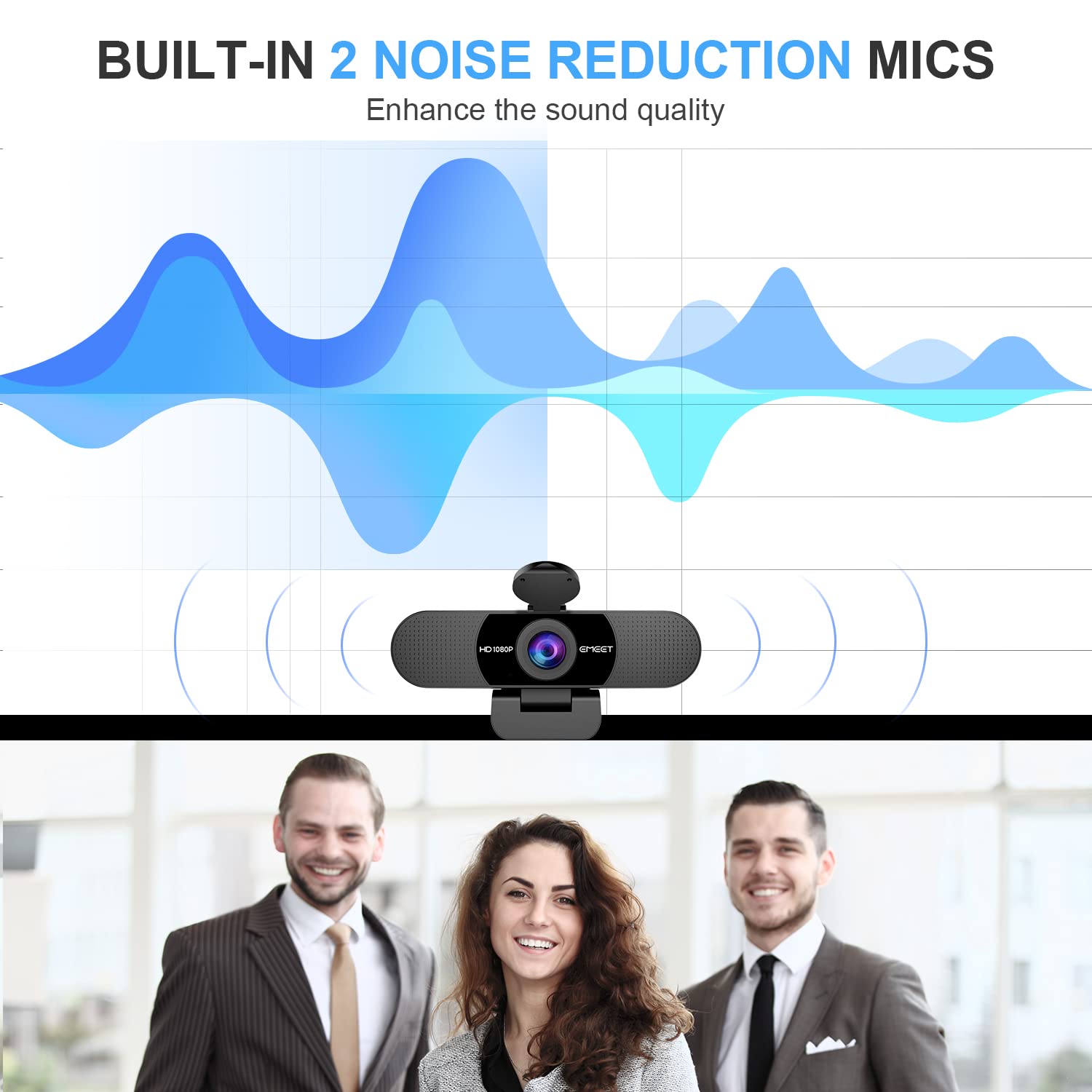 EMEET  Webcam with Microphone, C960 Web Camera, 2 Mics Streaming Webcam, 90°FOV Computer Camera, Plug and Play USB Web Cam for Online Calling/Conferencing, Zoom/Teams/Facetime/YouTube, Laptop/PC