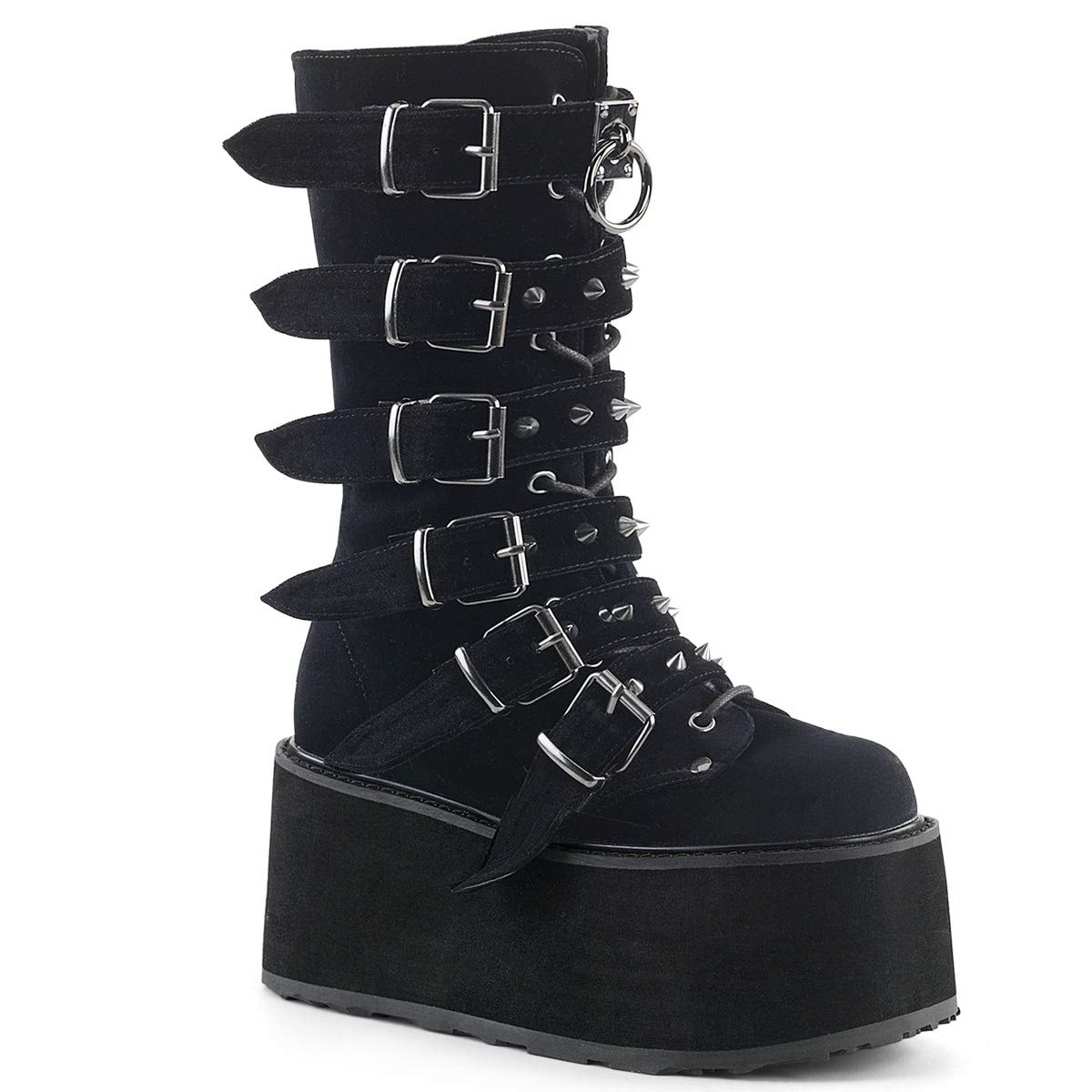 Demonia Women's Damned-225 Mid Calf Boot: 7 Black Velvet