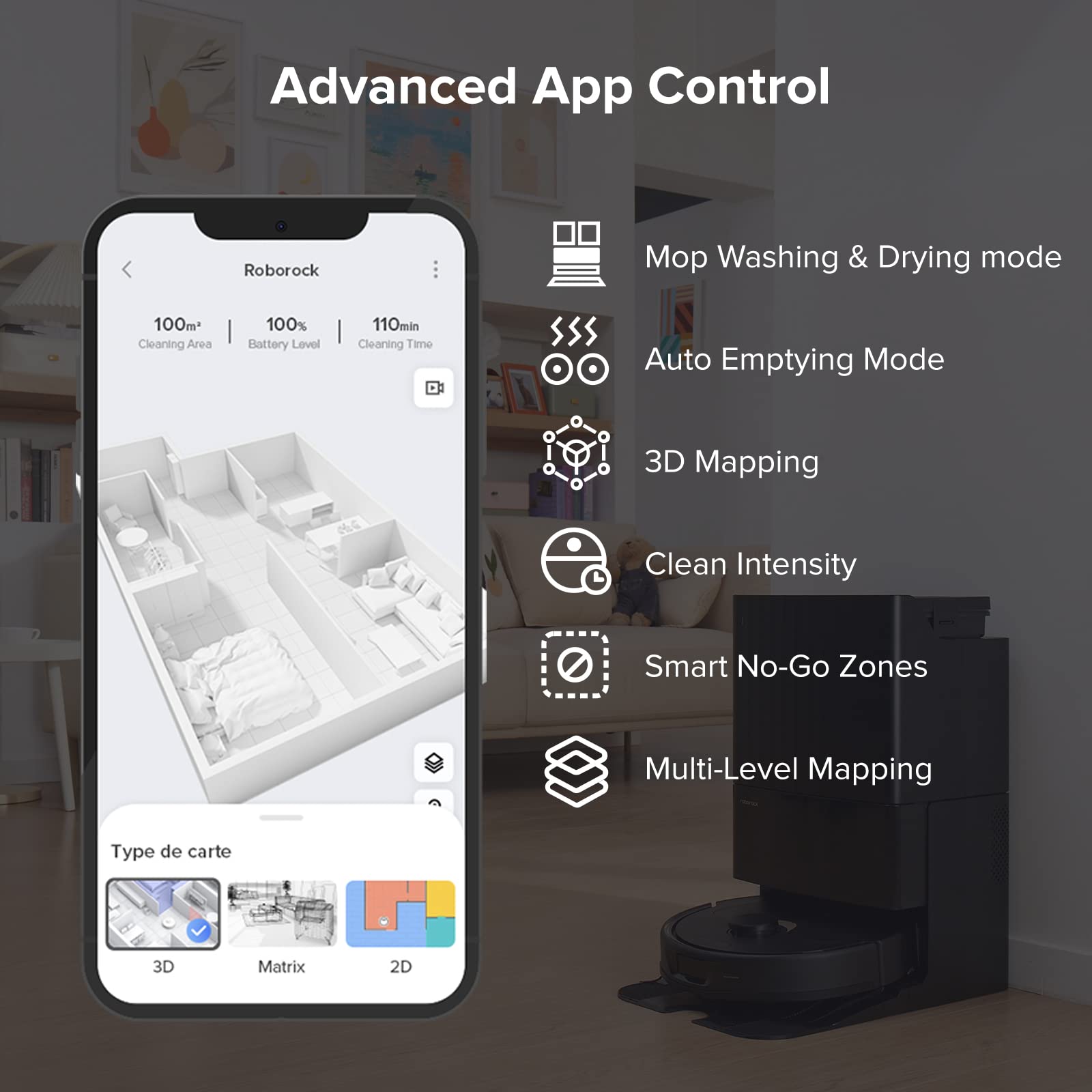 roborock Q Revo Robot Vacuum and Mop, Auto-Drying, Auto Mop Washing, Dual Spinning Mops, Auto Mop Lifting, Self-Refilling, Self-Emptying, Reactive Tech Obstacle Avoidance, 5500Pa Suction, White: Qrevo 2R3W