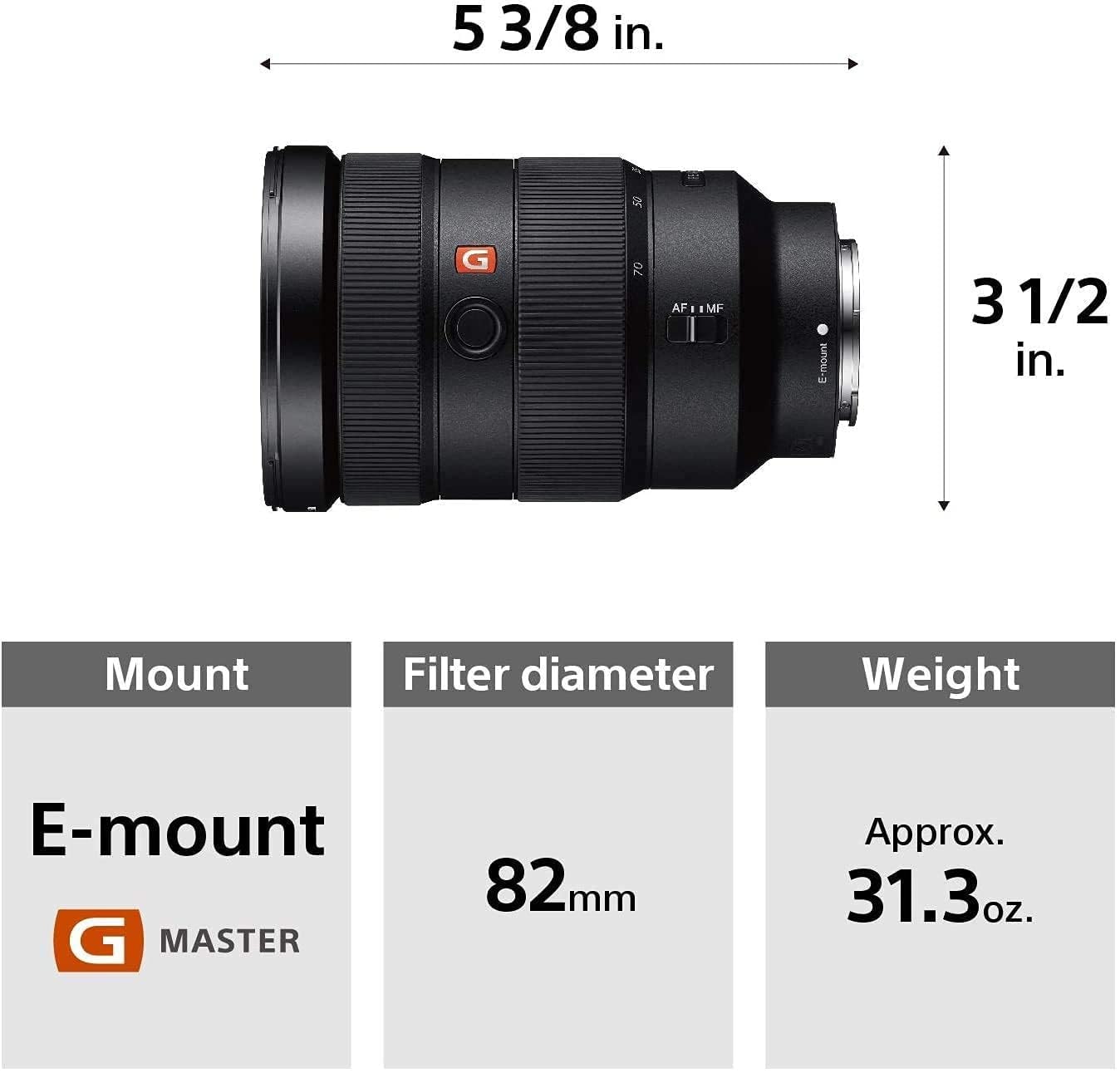 Sony  E-Mount Camera Lens: FE 24-70 mm F2.8 G Master Full Frame Standard Zoom Lens Black - Image 7