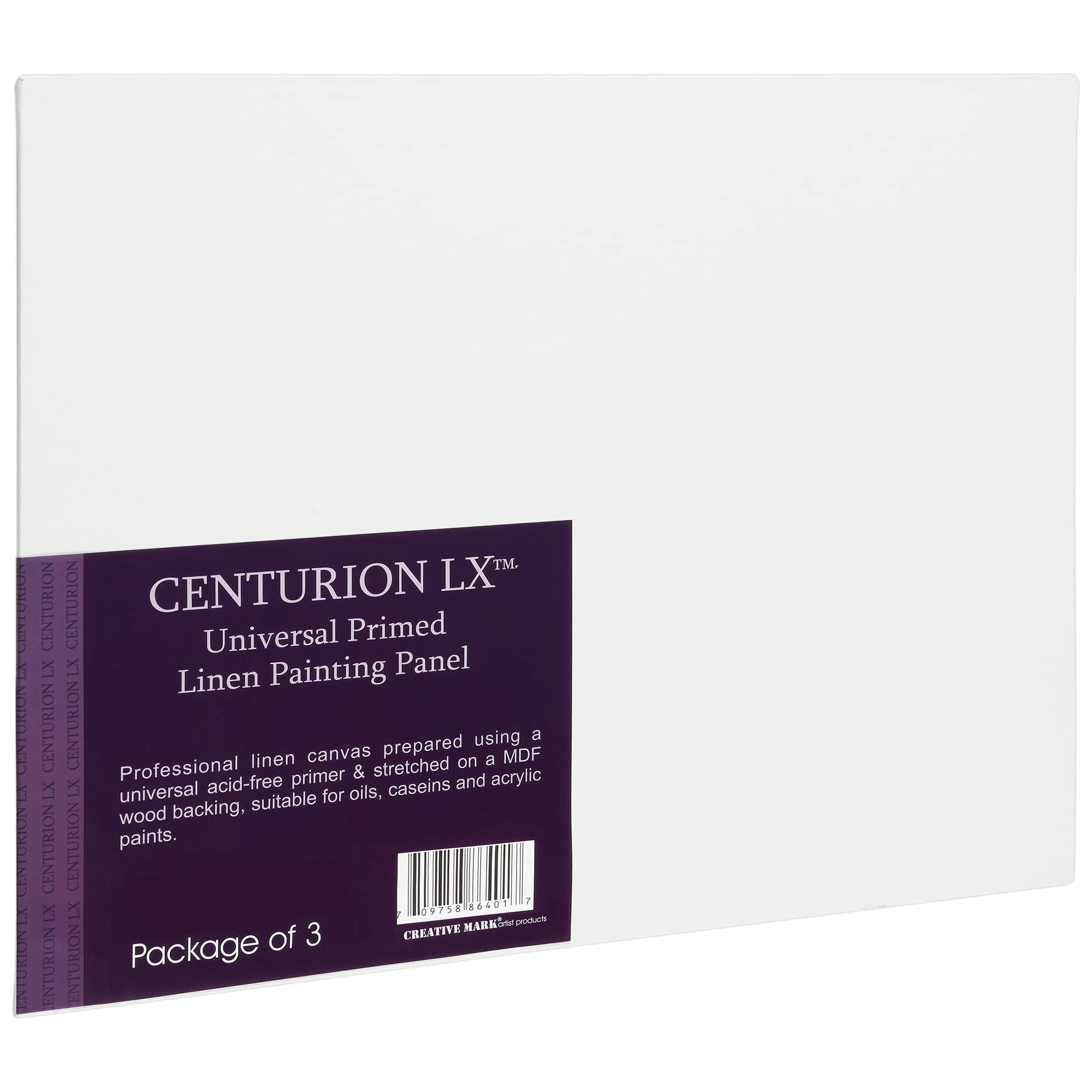 Centurion All-Media Primed Linen Panels - 8x10" 3 Pack - 11oz Universal Primed Canvas Boards for Painting, Mounted on MDF Wood, Non-Warping, Ideal for Artists, Professionals, and Painters: 10x10 in