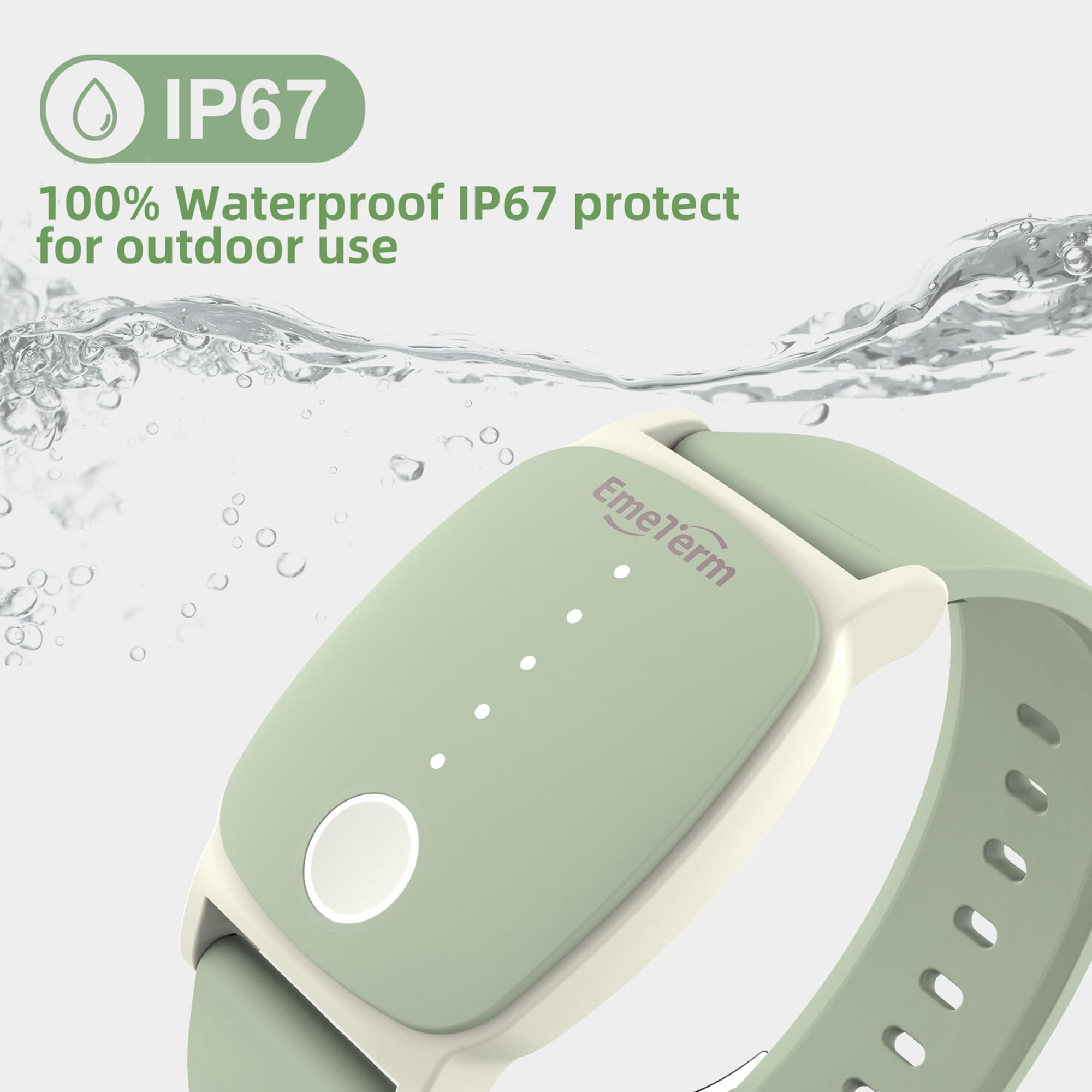 EmeTerm Explore  Anti-Nausea Wristband IP67 Waterproof Morning Motion Travel Sickness Vomit Relief Rechargeable Classic Strap Design No Gel Drug Free Without Side Effects: Mint Green