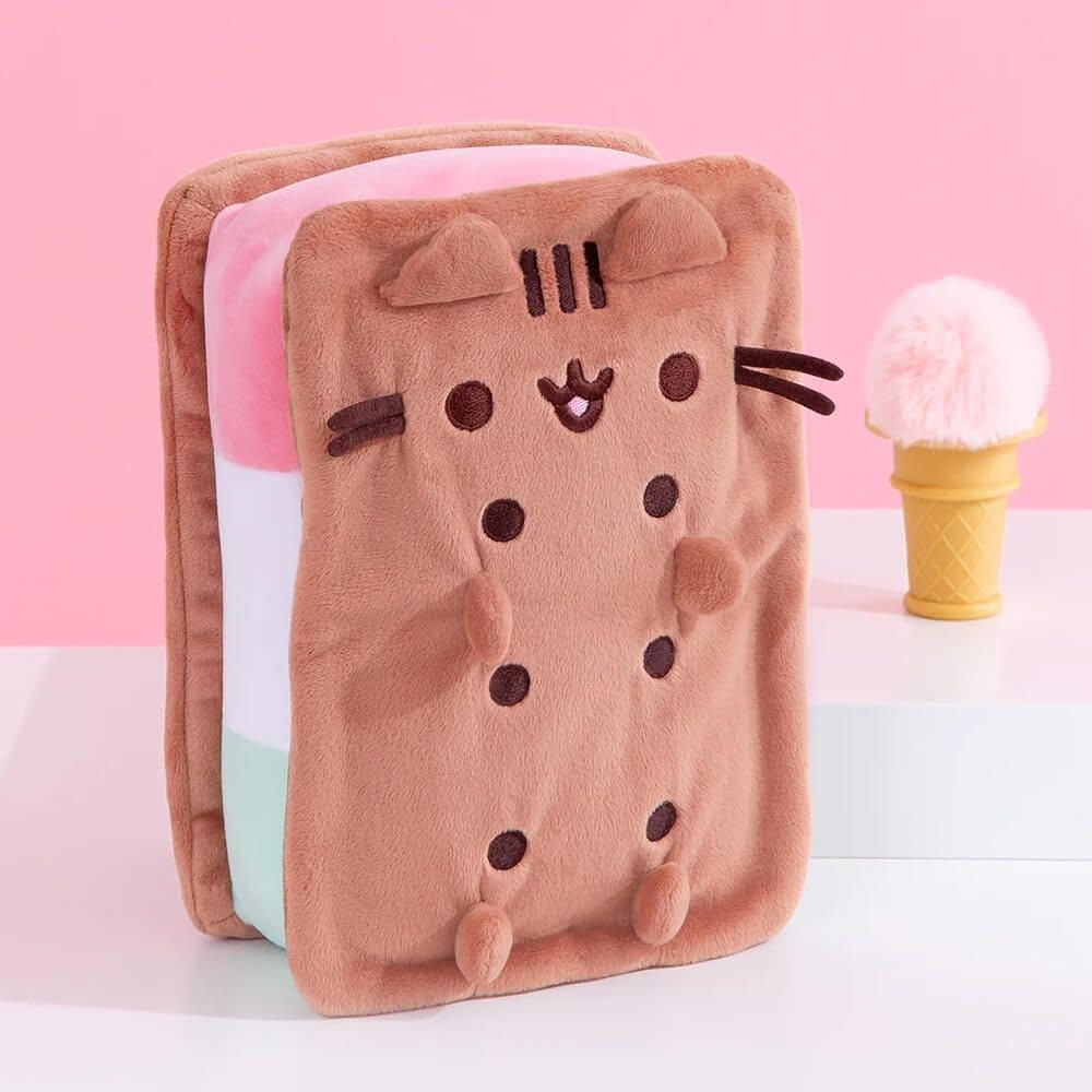 GUND Pusheen Neapolitan Ice Cream Sandwich Pusheen Plush, Stuffed Animal for Ages 8 and Up, Brown, 9.5”: Ice Cream Sandwich 9.5"