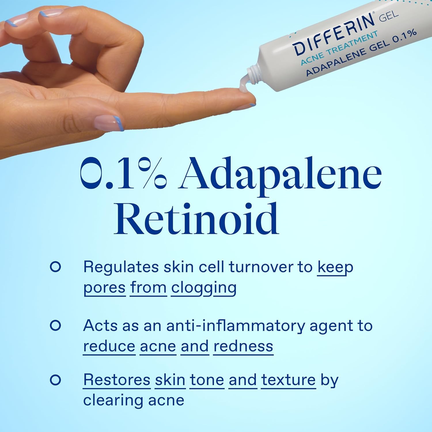 Differin Acne Treatment Gel, 180 Day Supply, Retinoid Treatment for Face with 0.1% Adapalene, Gentle Skin Care for Acne Prone Sensitive Skin, 45g , Pack of 2 (Packaging May Vary): Tube