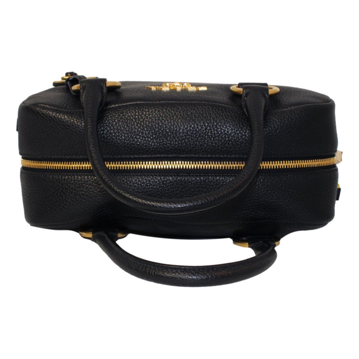 Prada Black Leather Stripe Strap Satchel Handbag: Prada Black Leather Stripe Strap Satchel Handbag
