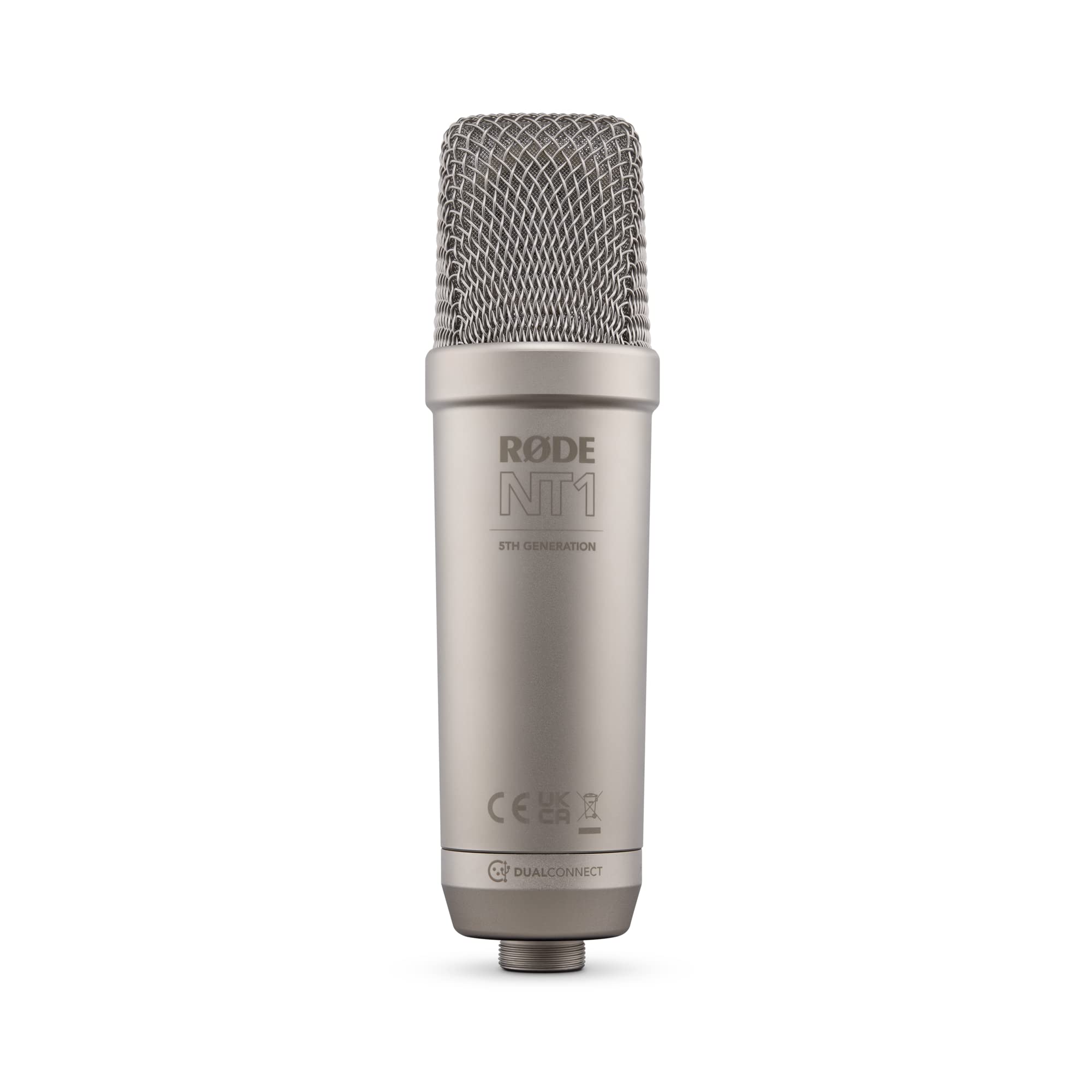 RØDE NT1 5th Generation Large-diaphragm Studio Condenser Microphone with XLR and USB Outputs, Shock Mount and Pop Filter for Music Production, Vocal Recording and Podcasting (Black): NT1 5th Gen Silver
