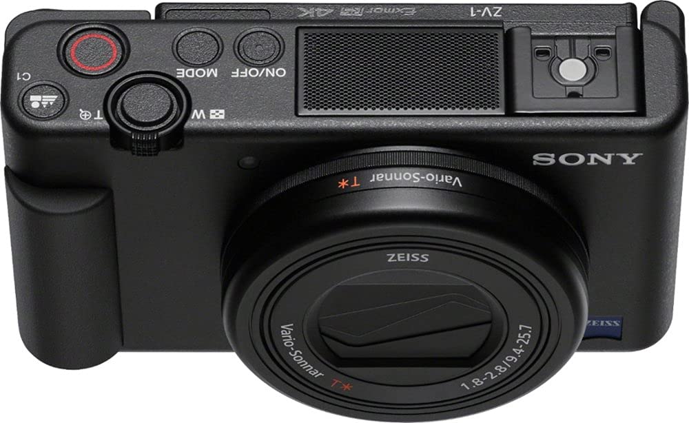 Sony ZV-1 Digital Camera for Content Creators, Vlogging and YouTube with Flip Screen, Built-in Microphone, 4K HDR Video, Touchscreen Display, Live Video Streaming, Webcam: Camera only Black