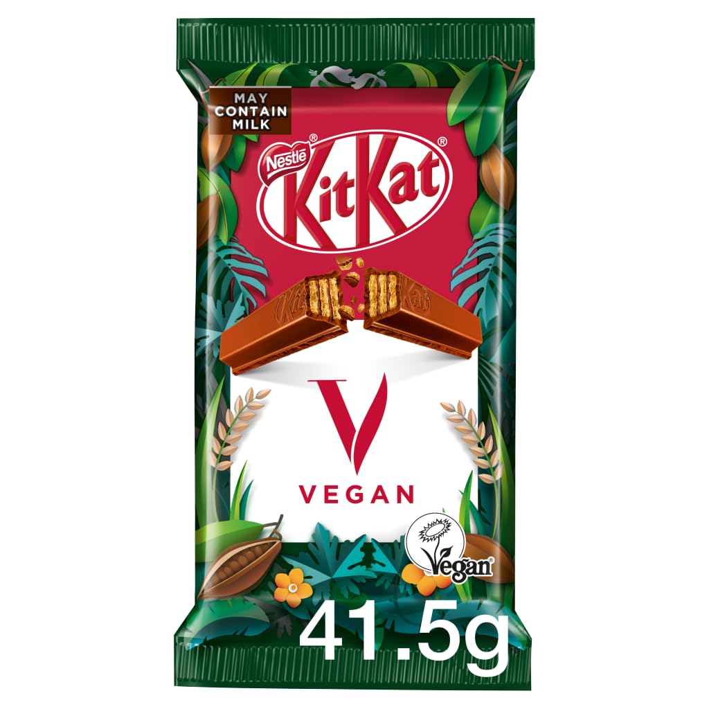 KitKat Vegan 4 Finger Bar, 41.5g - Plant Based Chocolate Wafer Bar, Dairy Free Healthy Chocolate, 1.46 Ounce
