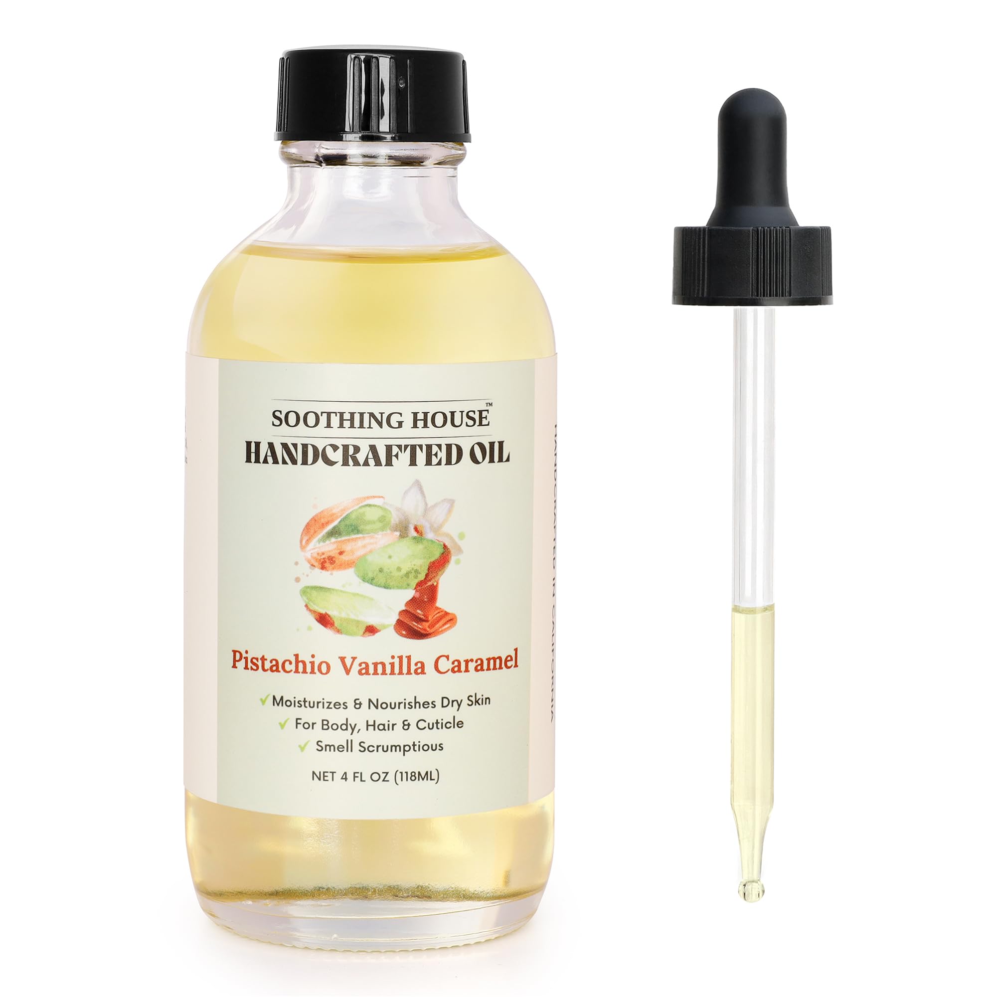 Soothing House Sweet Pineapple Body Oil - Moisturizing Body Oil for Soft, Glowing Skin with Almond & Jojoba Oil (4 fl oz): Pistachio Vanilla Caramel 4 Fl Oz (Pack of 1)