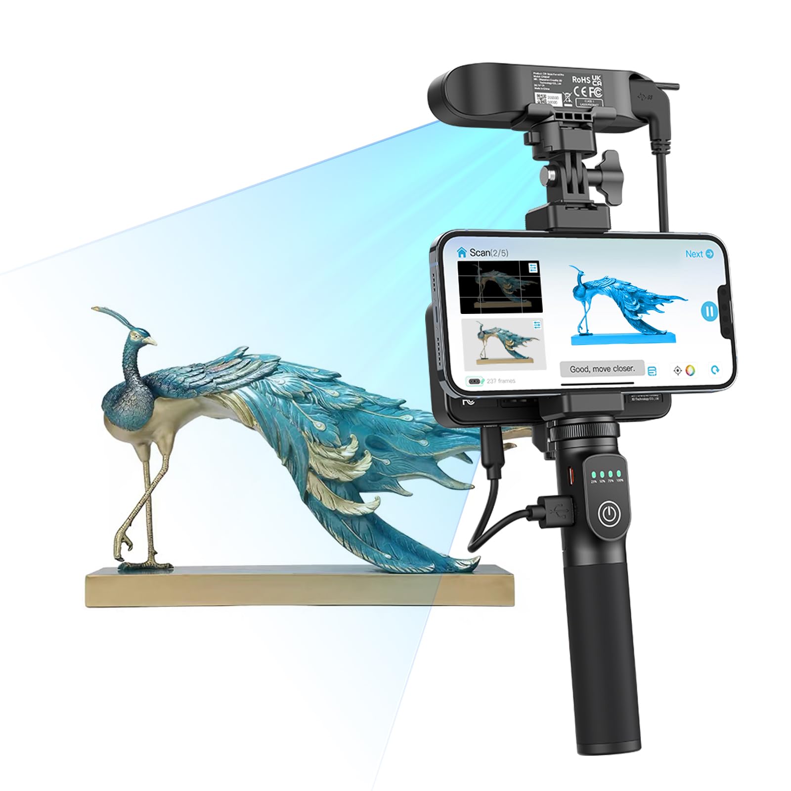 Creality 3D Scanner, Raptor Scanner for 3D Printing, Hybrid Technology for Versatile Scanning, High Precision with 0.02mm, Anti-Shake Tracking, 24-Bit Fast Full-Color Scanning for Windows macOS: Creality 3D Scanner CR-Scan Ferret Pro for 3D Printing, Handheld Scanner with 0.1mm Accuracy, Wireless Scanning, Anti-Shake Tracking, Fast Full-Color Scan for iOS/Android Phone PC macOS Win 10/11