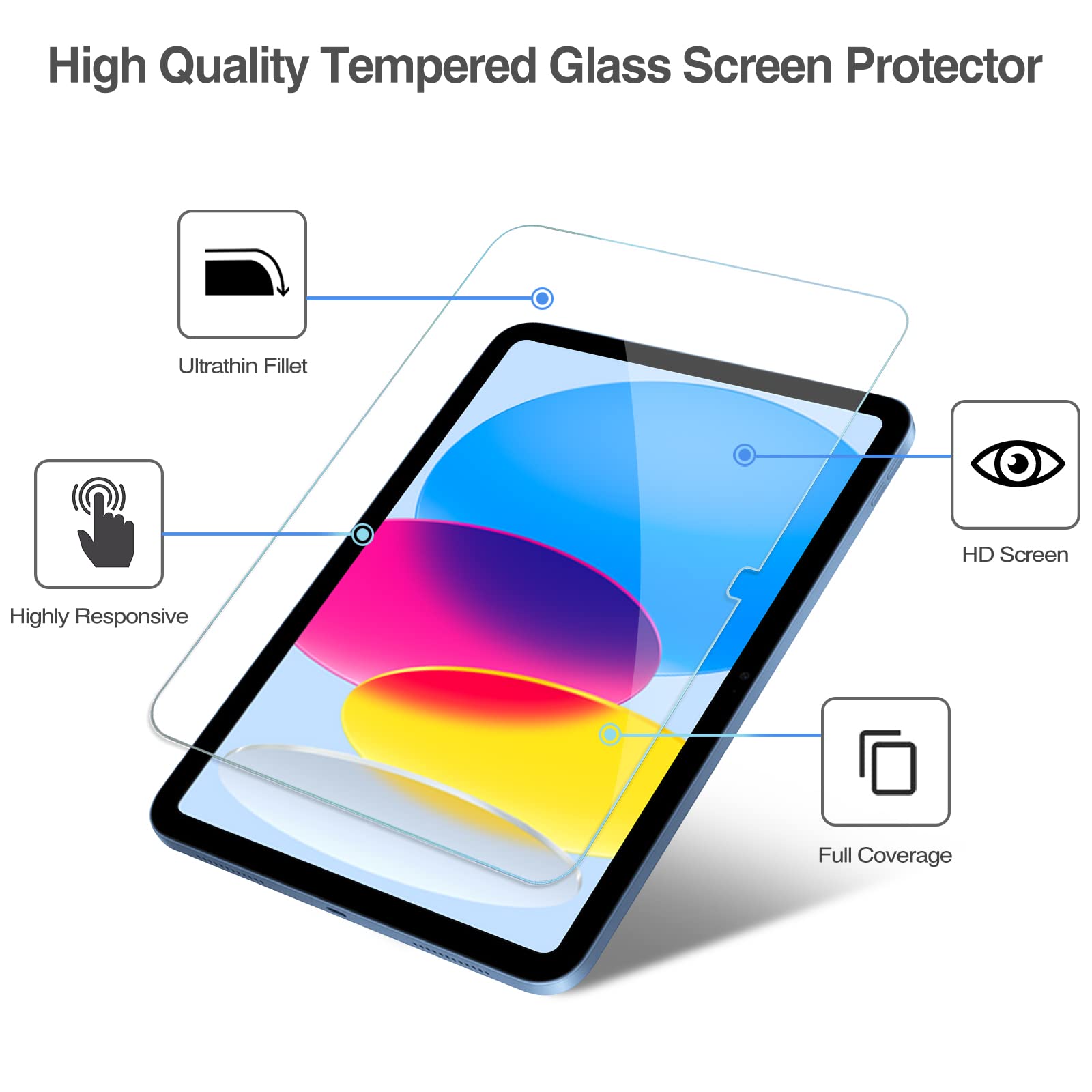 ProCase Screen Protector for iPad A16 2025 11th/10th 2022 Generation (11-inch/10.9), HD Clear Tempered Glass Film Guard -2 Pack