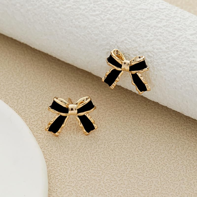Gold Plated Bow small tiny cute stud hoop Earrings for Women Fashion Jewelry: Gold Plated Bow small tiny cute stud hoop Earrings for Women Fashion Jewelry