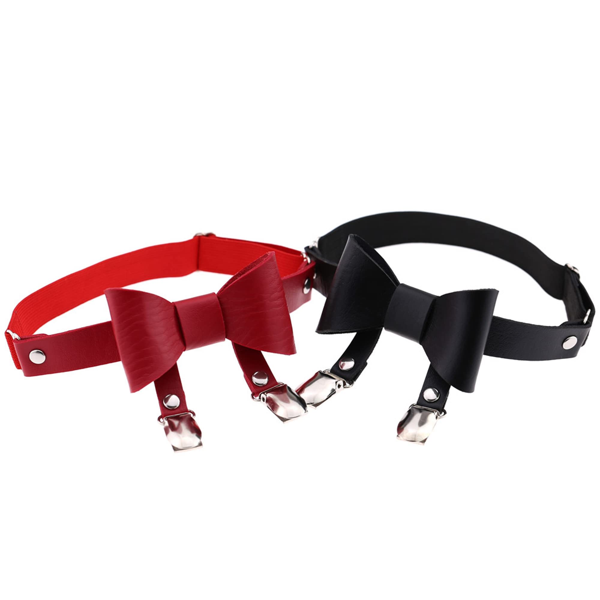 YunPeng Women's Butterfly Knot Garter Belt Adjustable Punk Gothic Leg Harness Garters Elastic Thigh Ring Garter 2PCS: Red