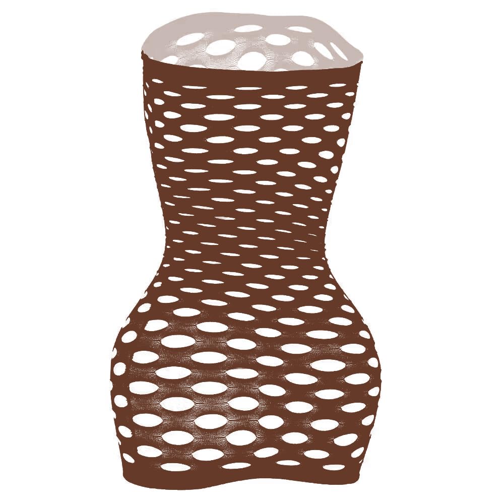 Vorifun Sexy Womens Strapless Fishnet Lingerie Sleepwear Mini Dress Tube Chemise Bodysuit One Size