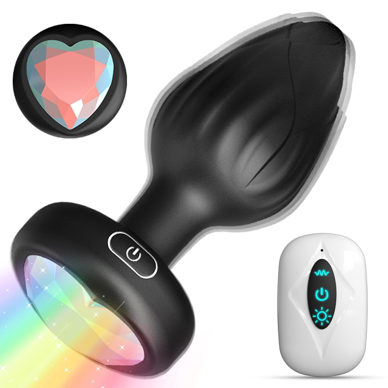 Anal Plug Vibrator Couples Sex Toys for Women, Light Up Vibrating Butt Plug with 10 Vibrations Adult Toys, Women Rose Sex Toys Anal Vibrators: Blcak