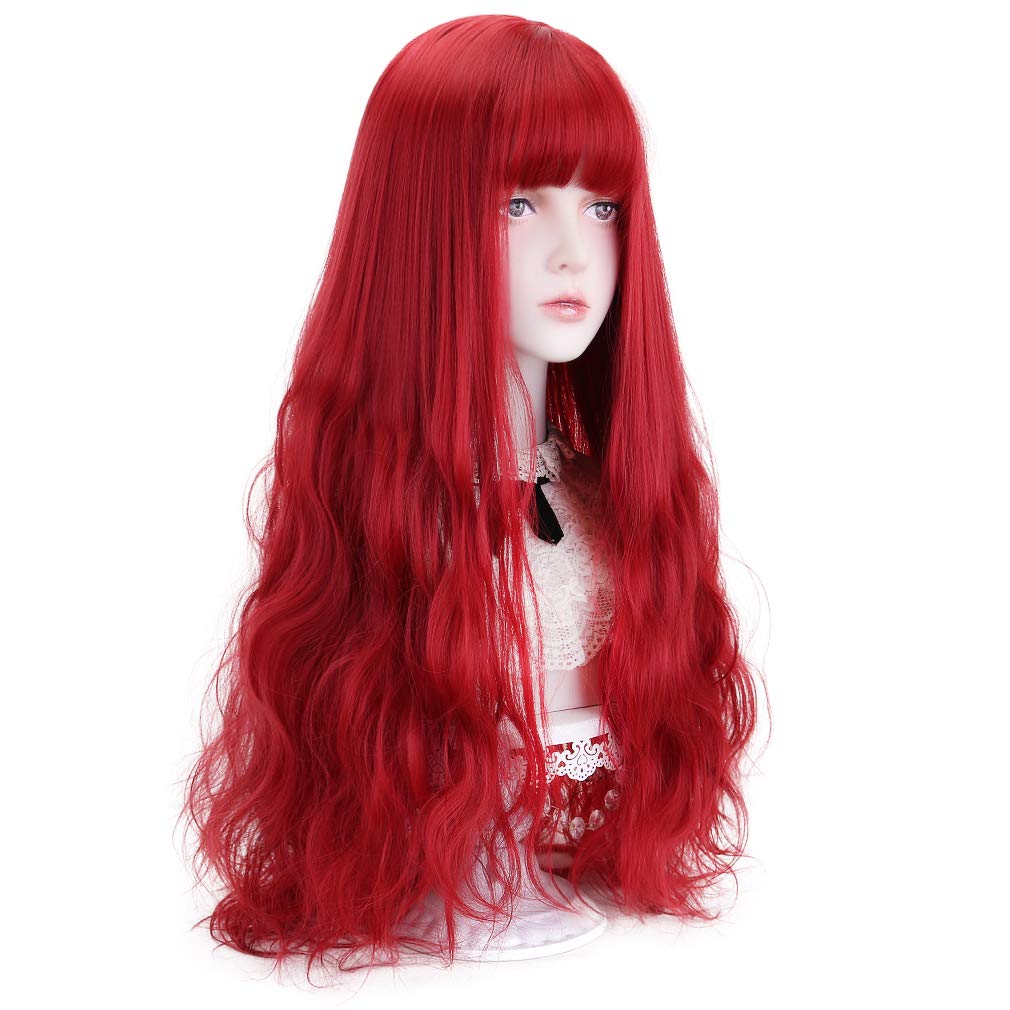 STYLER Long  Synthetic Wig with Bangs - Natural Long Wavy Cosplay Wigs for Women Halloween Christmas 30" (White)
