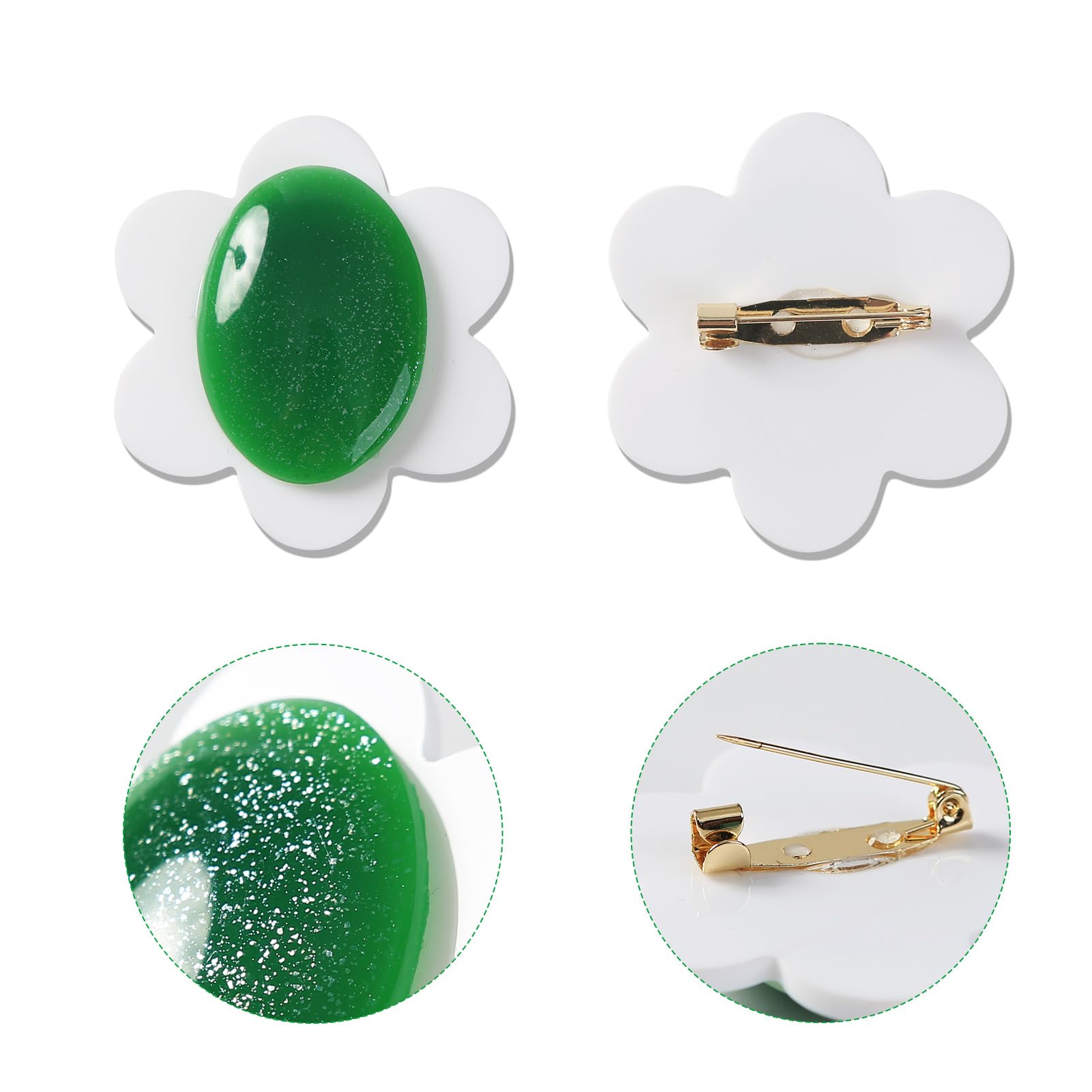 White Green Flower Earrings with Brooch for Women Girls Princess Costume Accessories Large Cosplay Earrings