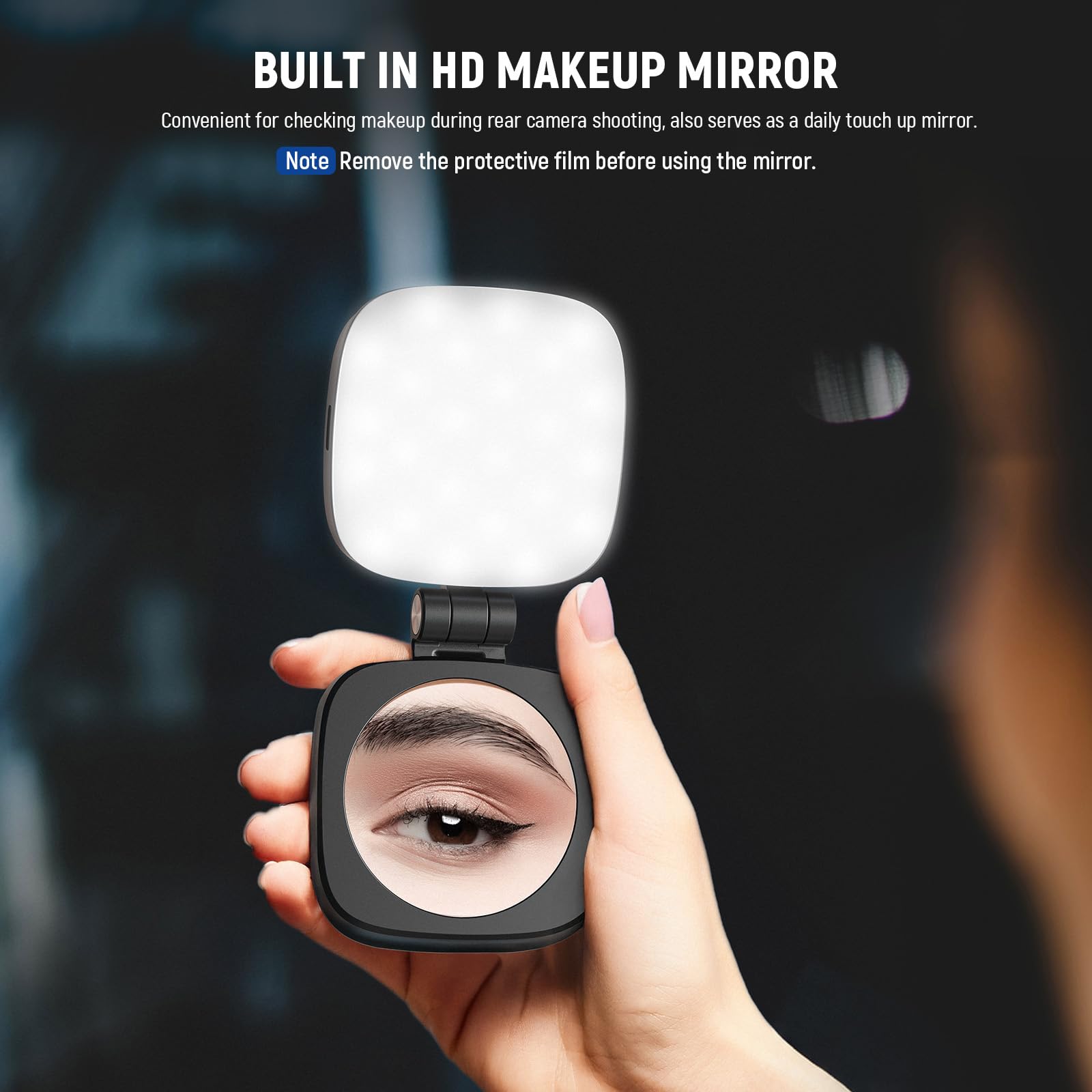 NEEWER BASICS Magnetic Selfie Light Compatible with MagSafe iPhone, CRI95 700lx/0.3m Folding LED Phone Fill Ring Lighting with Mirror for Zoom Makeup Photography Recording Video Conference,
