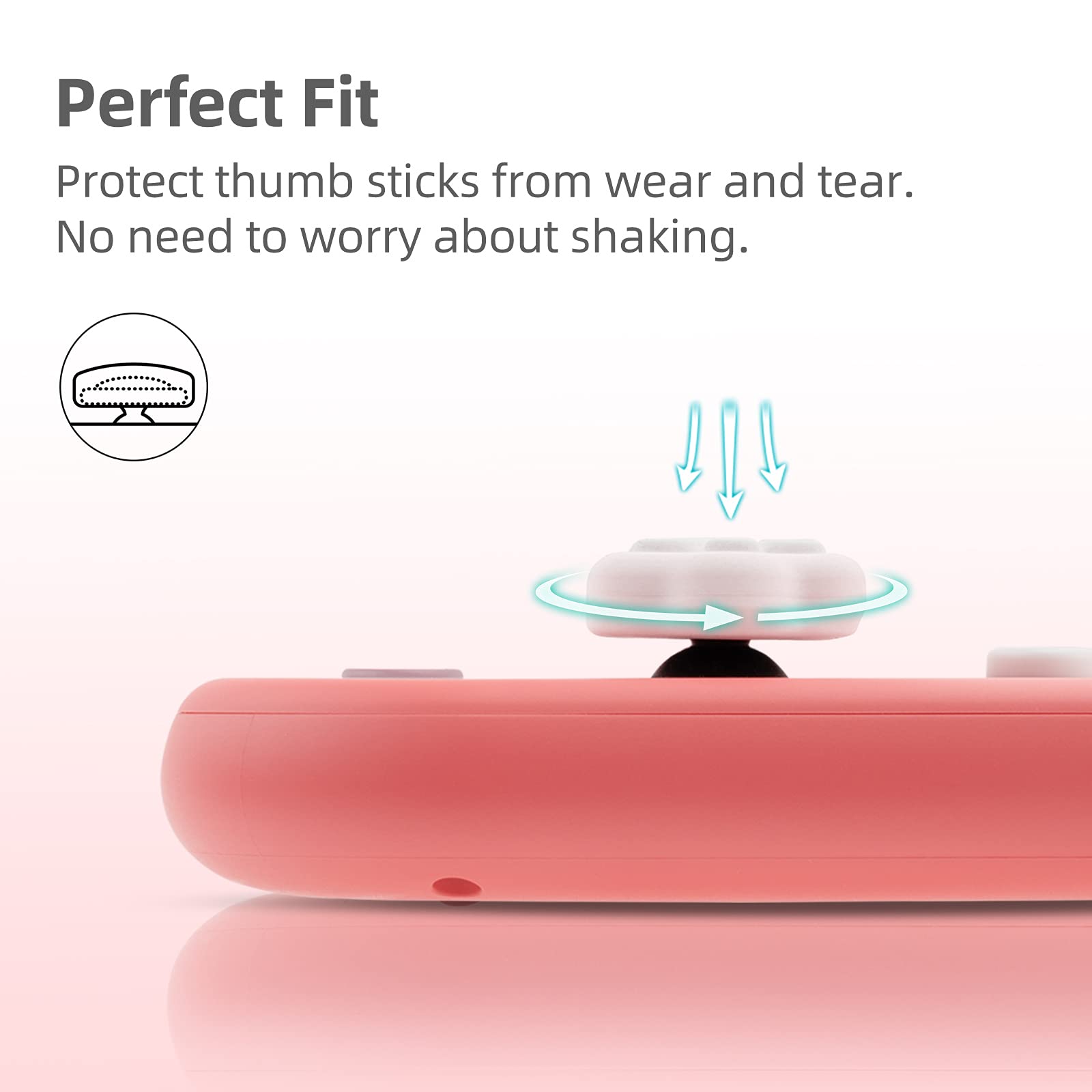 GeekShare Cat Paw Shape Thumb Grip Caps Soft Silicone Joystick Cover Compatible with Switch/OLED/Switch Lite,4PCS (Pink & Blue)