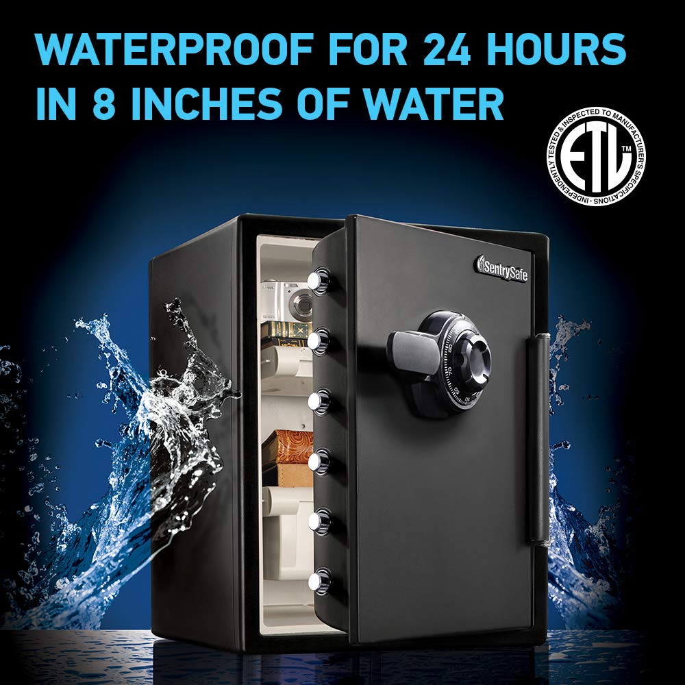 SentrySafe Black Fireproof Waterproof Floor Safe with Dial Combination Lock for Home or Office, 2.05 Cubic Feet, SFW205CWB: 2.05 cu.ft. 1-Hr. Fireproof, Combination, Bolt-Down Safe