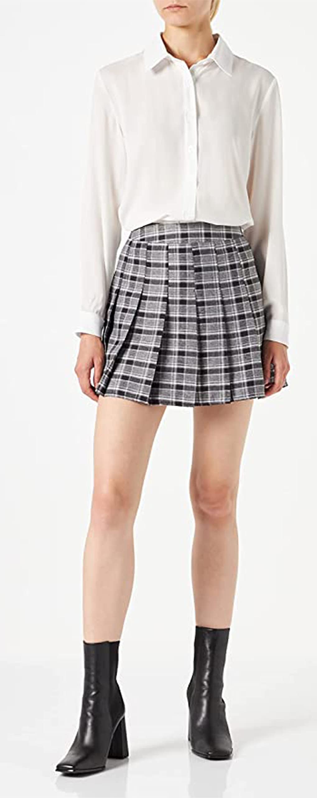 Hoerev Women Girls Short High Waist Pleated Skater Tennis Skirt: Hoerev Women Girls Short High Waist Pleated Skater Tennis Skirt