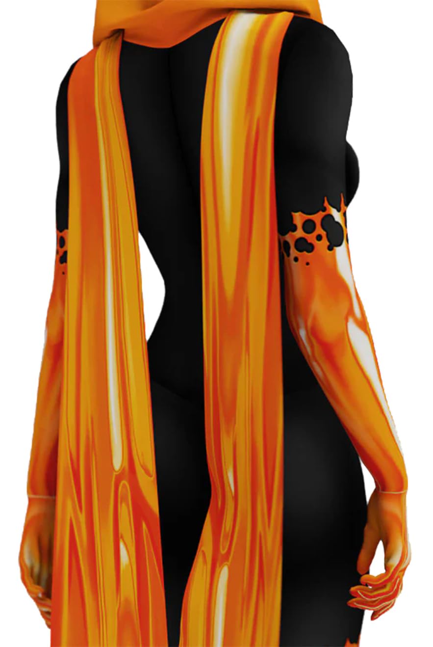 Yragemz Adult Phoenix Cosplay Jumpsuit robe Women Human Torch Costume Bodysuit Cape Cloack for Halloween