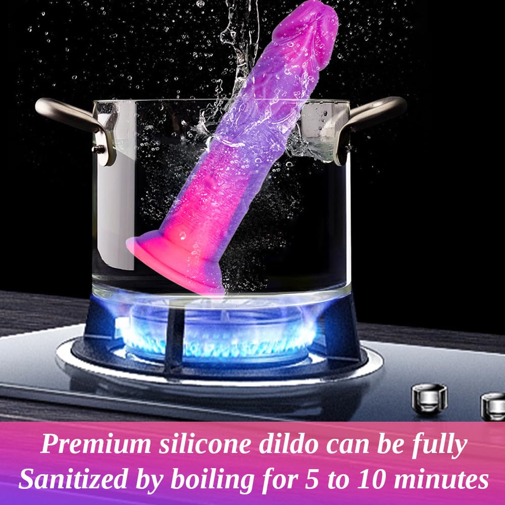 6 Inch Ultra Small Thin Dildo for Beginner Women Men, 5.5‘’ Cute Realistic Slim Dildo with Powerful Suction Cup, Purple Pink G-Spot Dildo Adult Penis Sex Toy for Vaginal and Anal Training Couples Gay: 10 inches