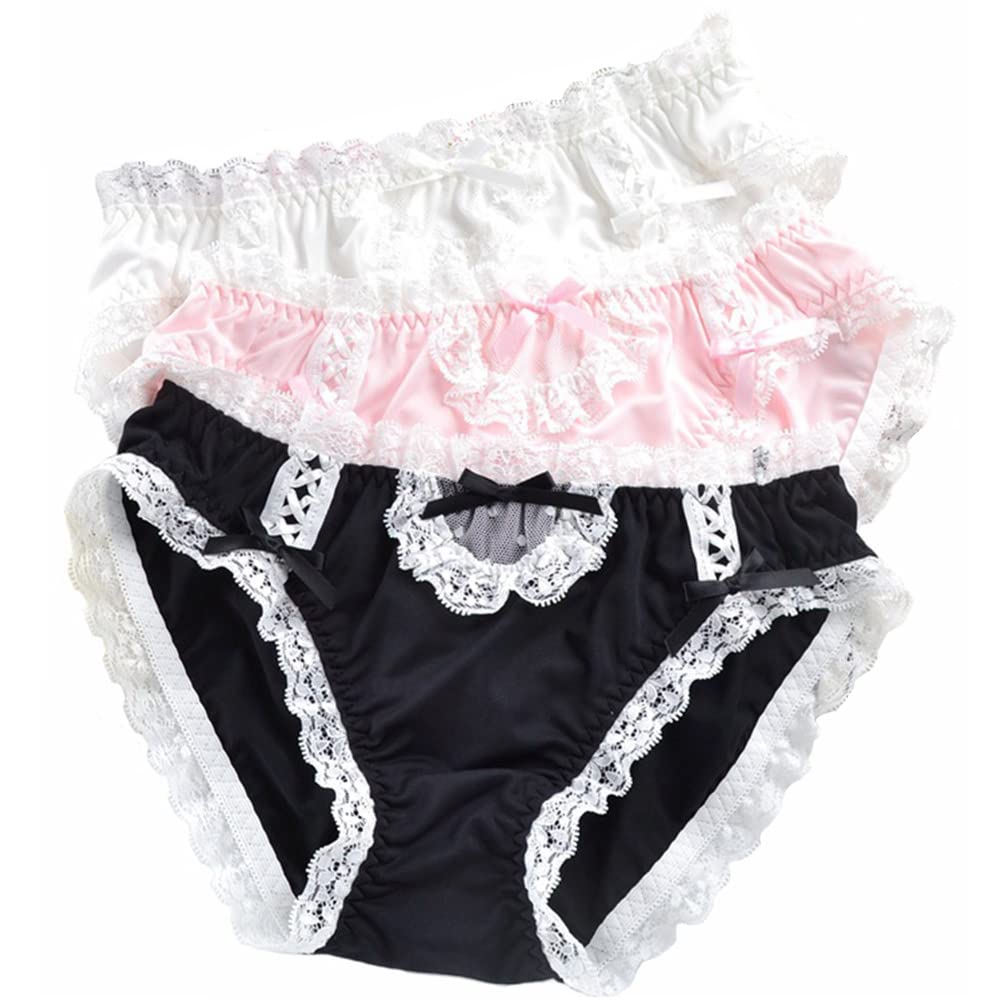 Joyralcos Japanese Lolita Bikini Panties Sexy Anime Briefs for Women Maid Cosplay Lingerie Panty: 8 3 Pack Classic Briefs