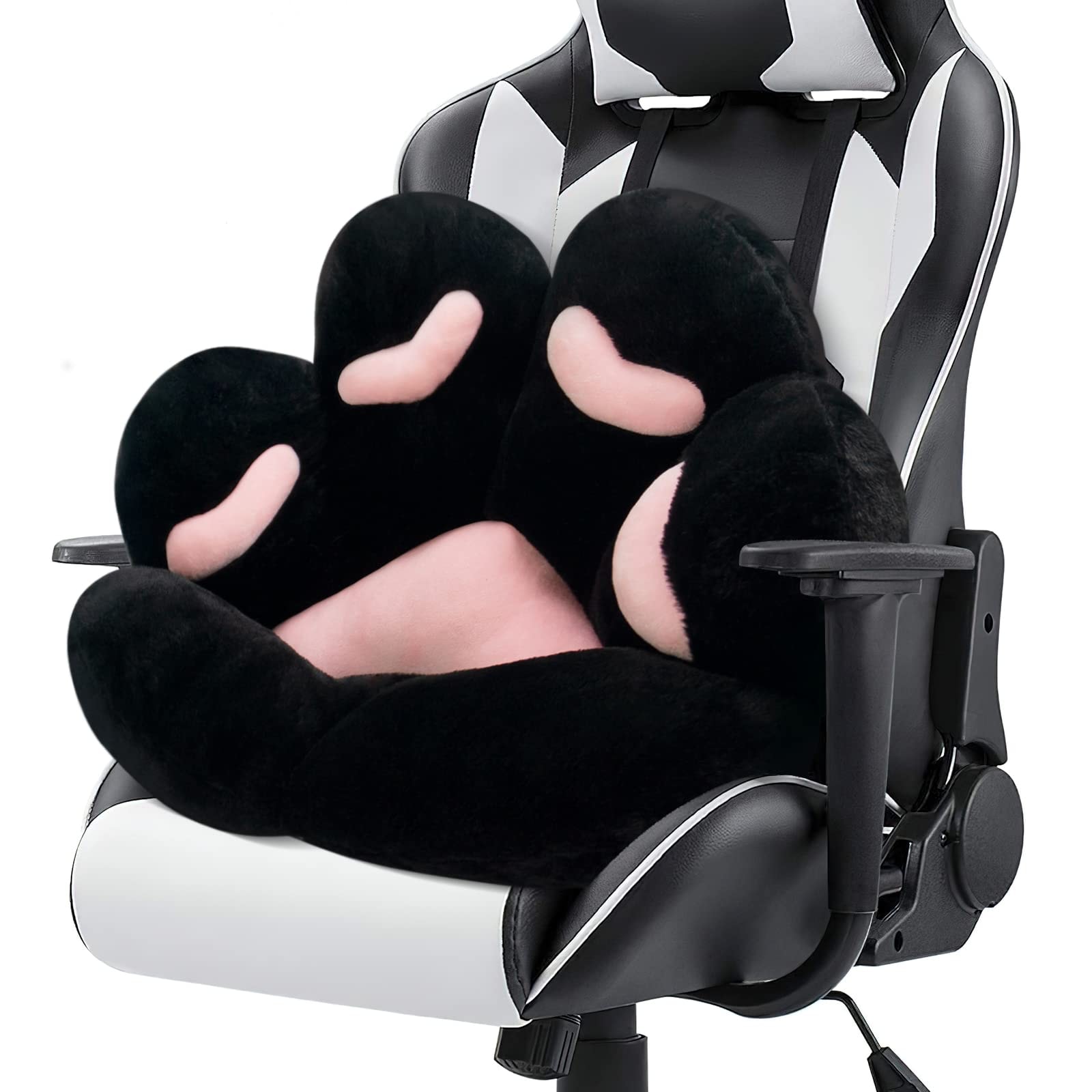 MOONBEEKI Cat Paw Cushion Chair Comfy Kawaii Plush Seat Cushions Shape Lazy Pillow for Gamer Chair 28"x 24" Cozy Floor Cute Seat Kawaii for Girl Worker Gift, Dining Room Bedroom Decorate Black: Black 28 Inch