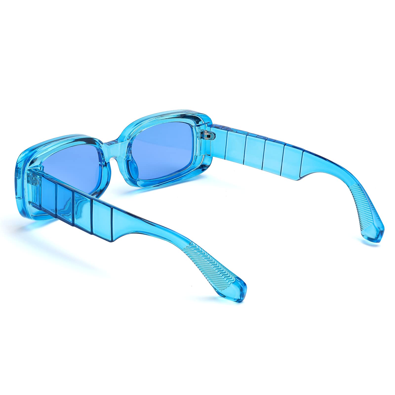 FEISEDY Retro Thick Rectangle Sunglasses Retro 90s Small Chunky Square Women Men B2307 thumbnail 7