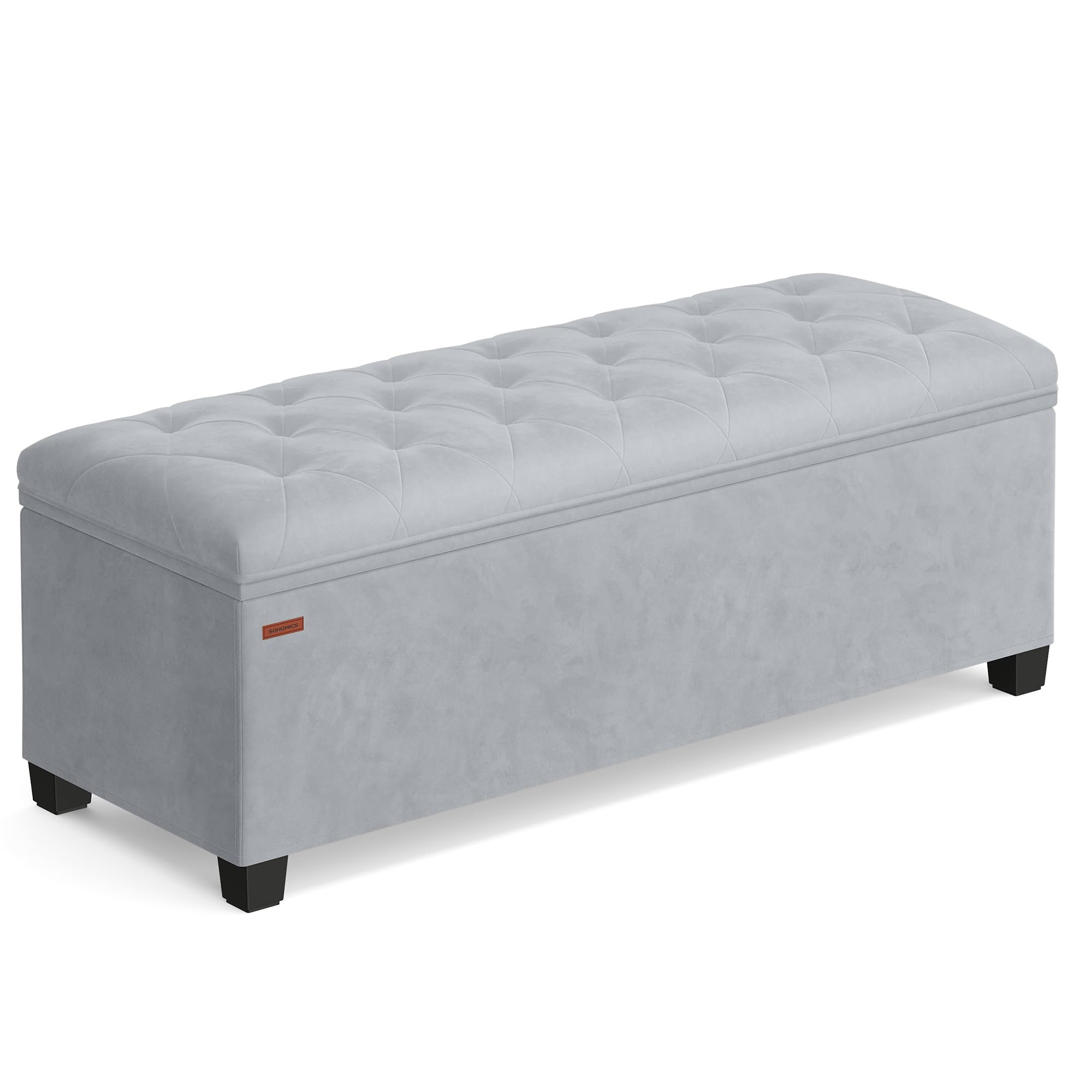 SONGMICS Velvet Storage Ottoman Bench, Foot Rest with Legs, 15.7 x 43 x 15.7 Inches, End of Bed Bench, Storage Chest, Load up to 660 lb, for Living Room, Bedroom, Entryway,  ULSF089C01: Dove Gray